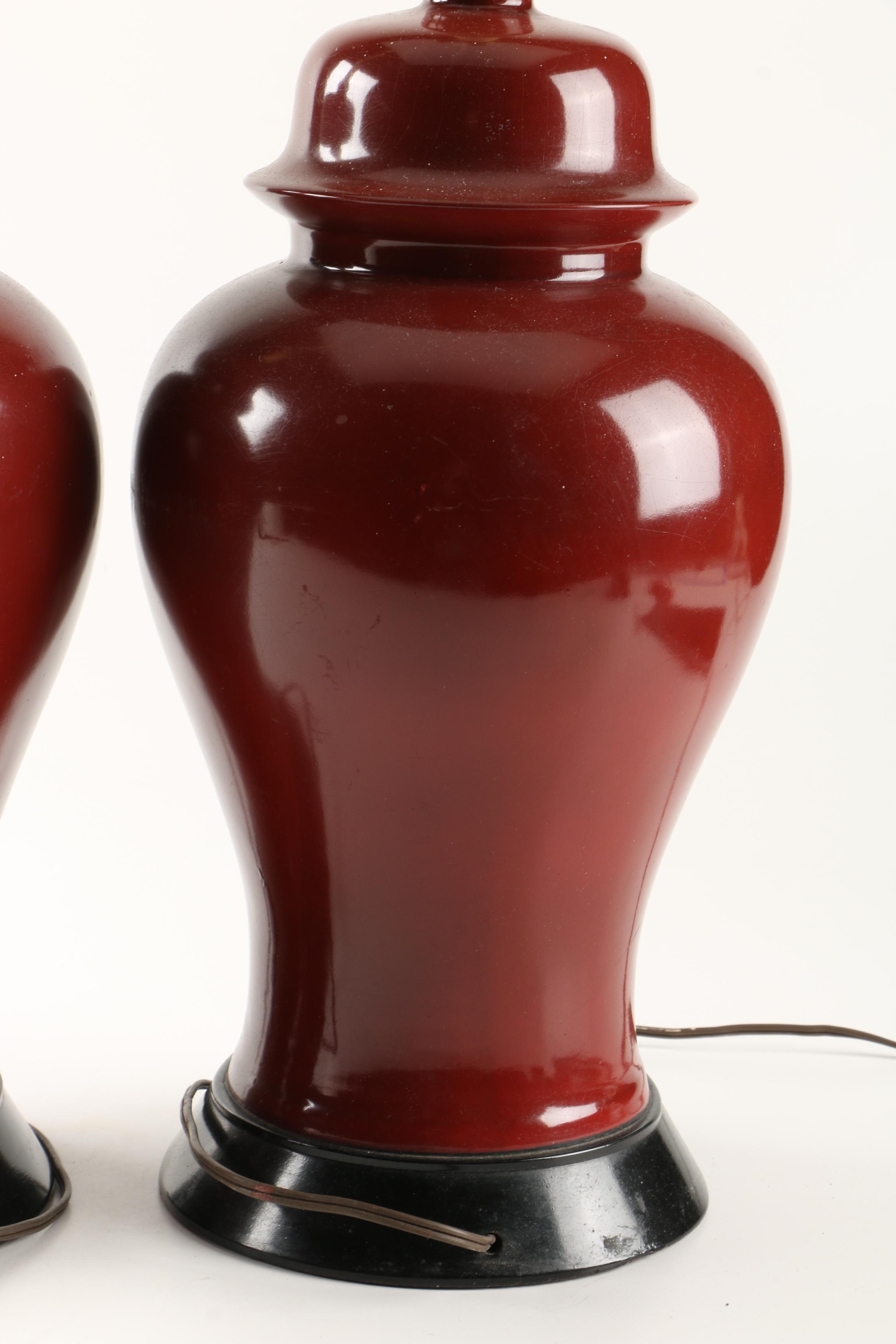 Pair of Red Table Lamps