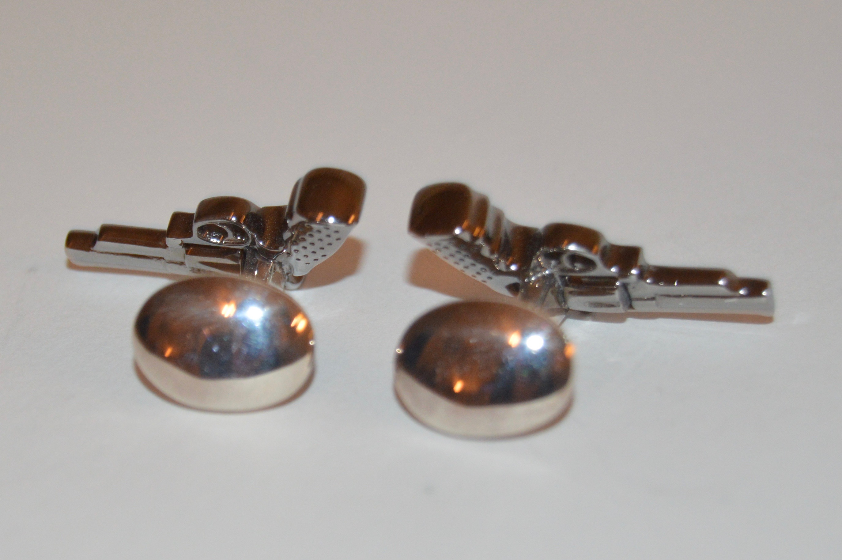 Deakin & Francis Sterling Silver Revolver Cufflinks