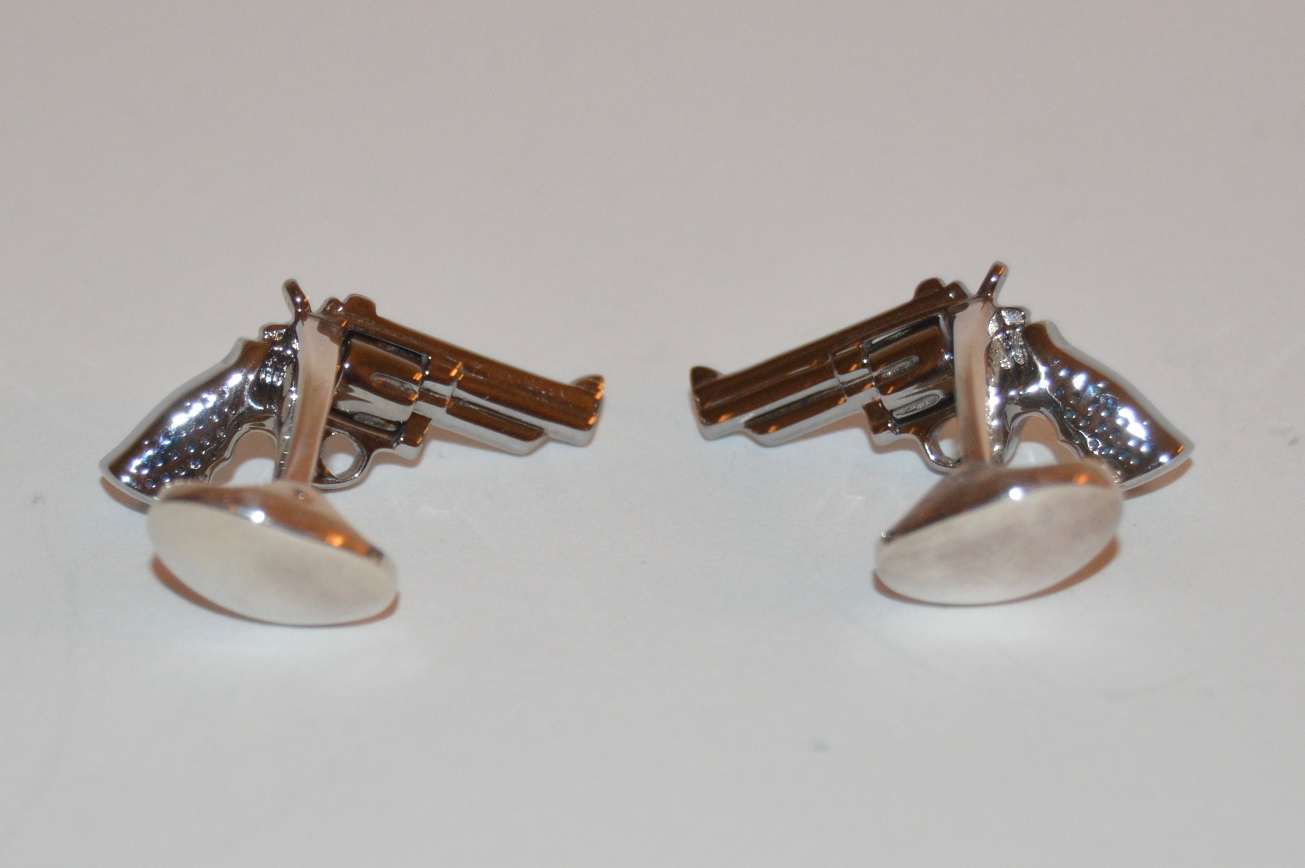 Deakin & Francis Sterling Silver Revolver Cufflinks