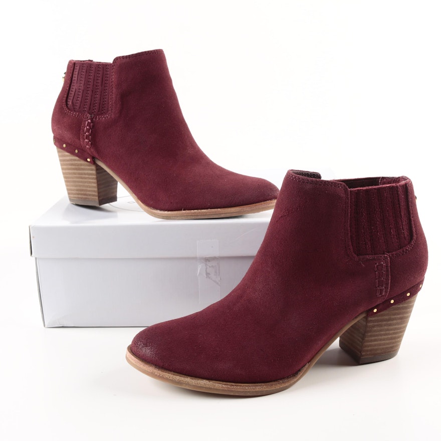 Steve Madden Tinker Burgundy Suede Ankle Boots