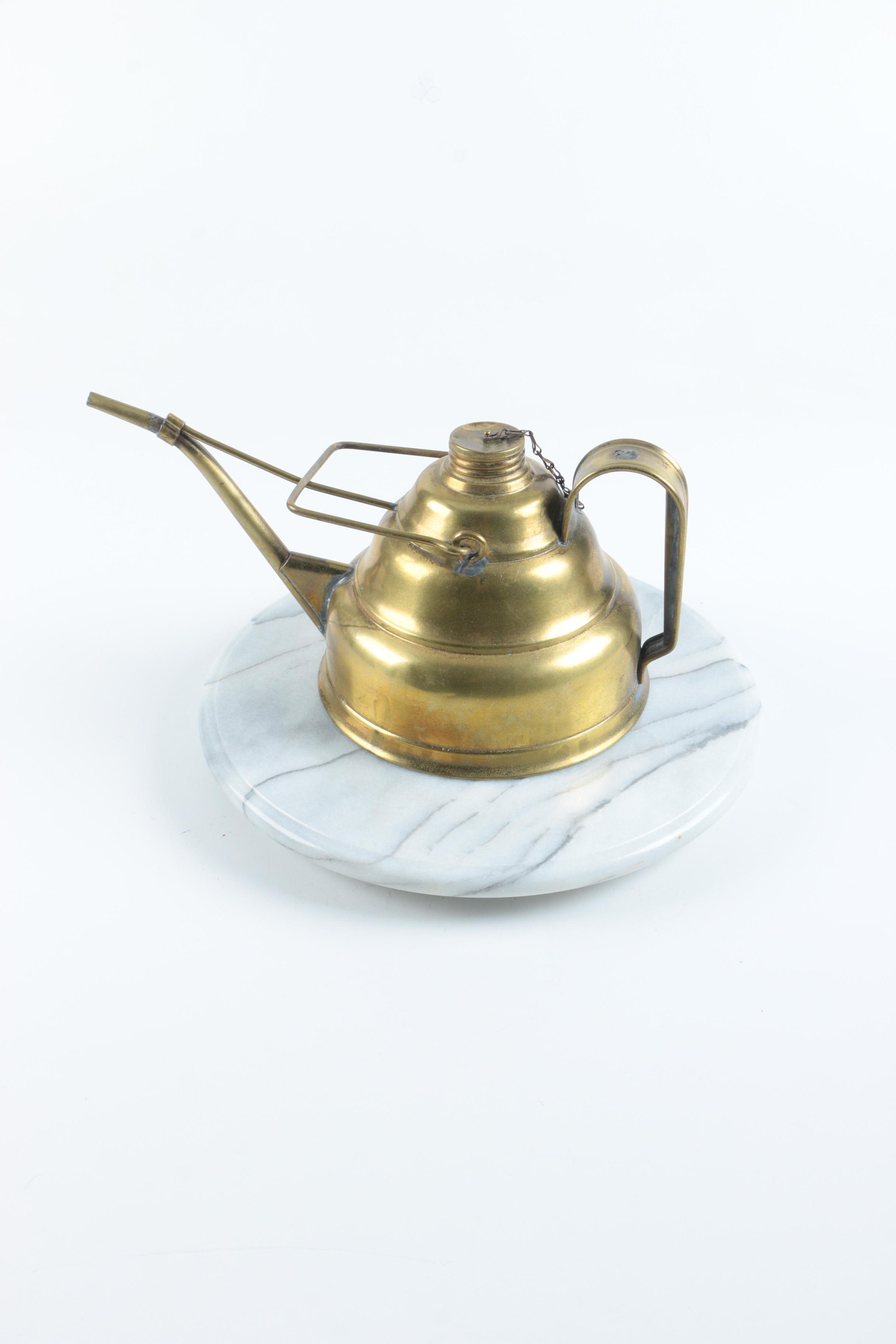 Marble Lazy Susan with Brass Oil Can