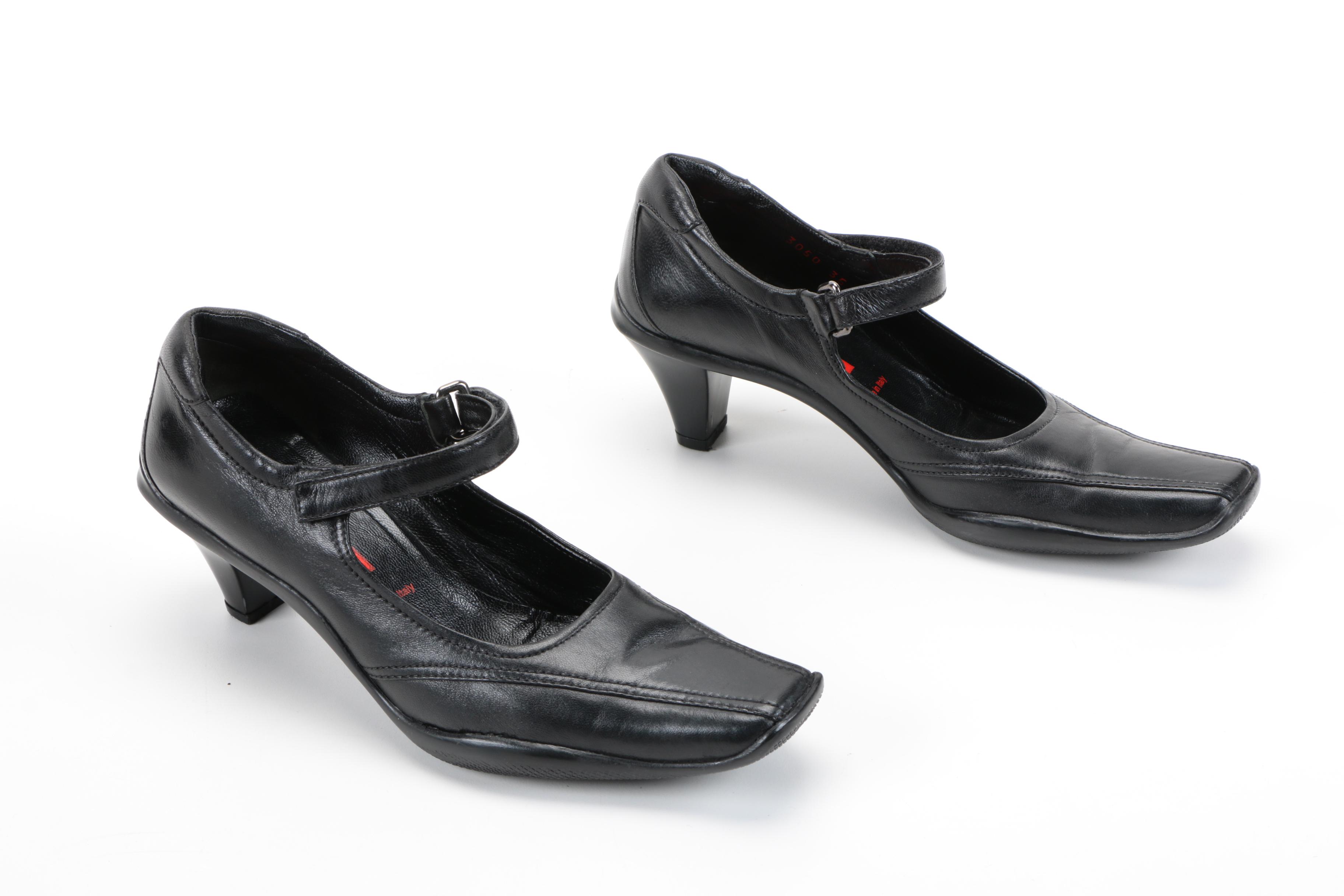 Prada Black Leather Mary Jane Heels