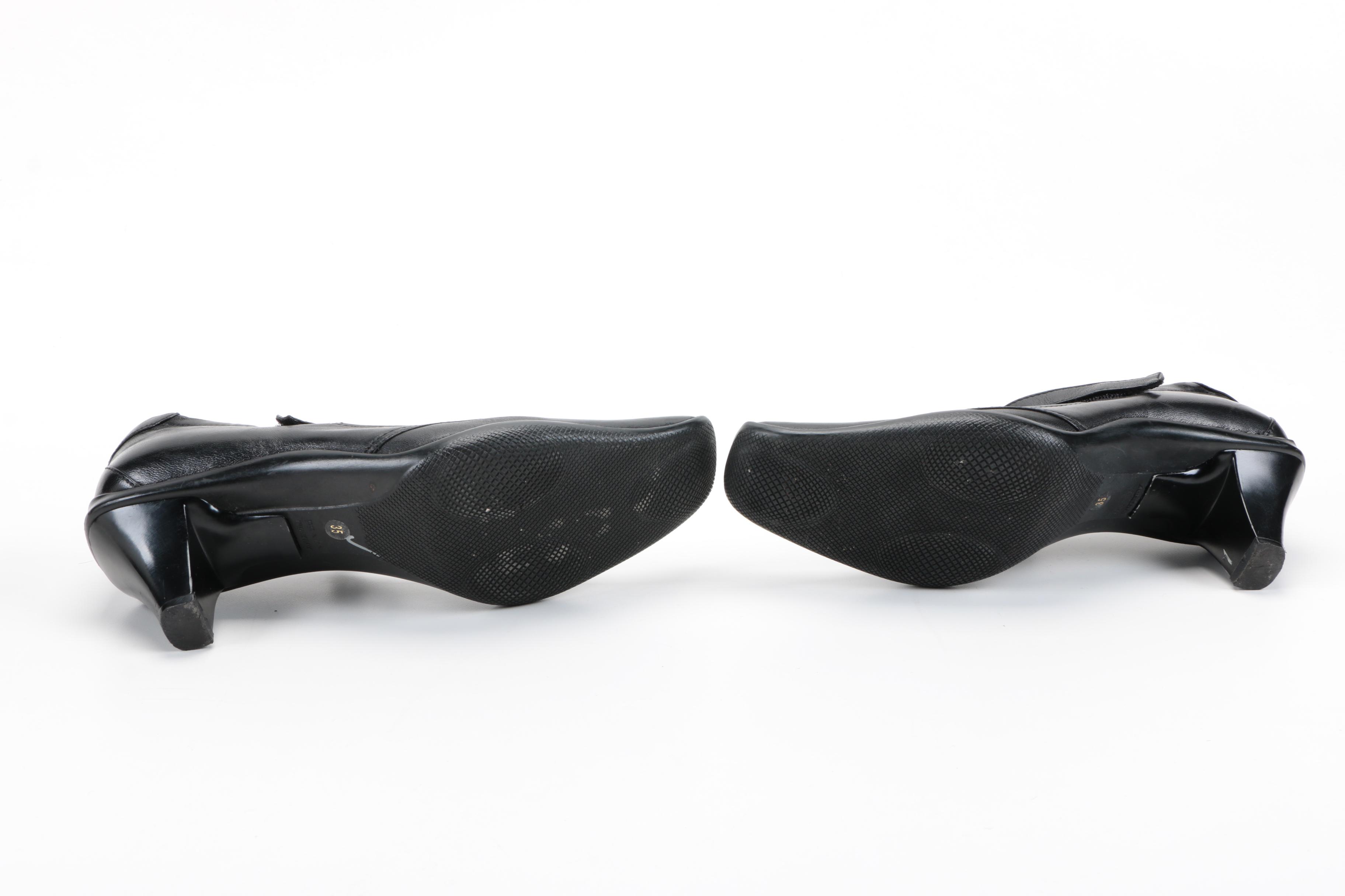 Prada Black Leather Mary Jane Heels