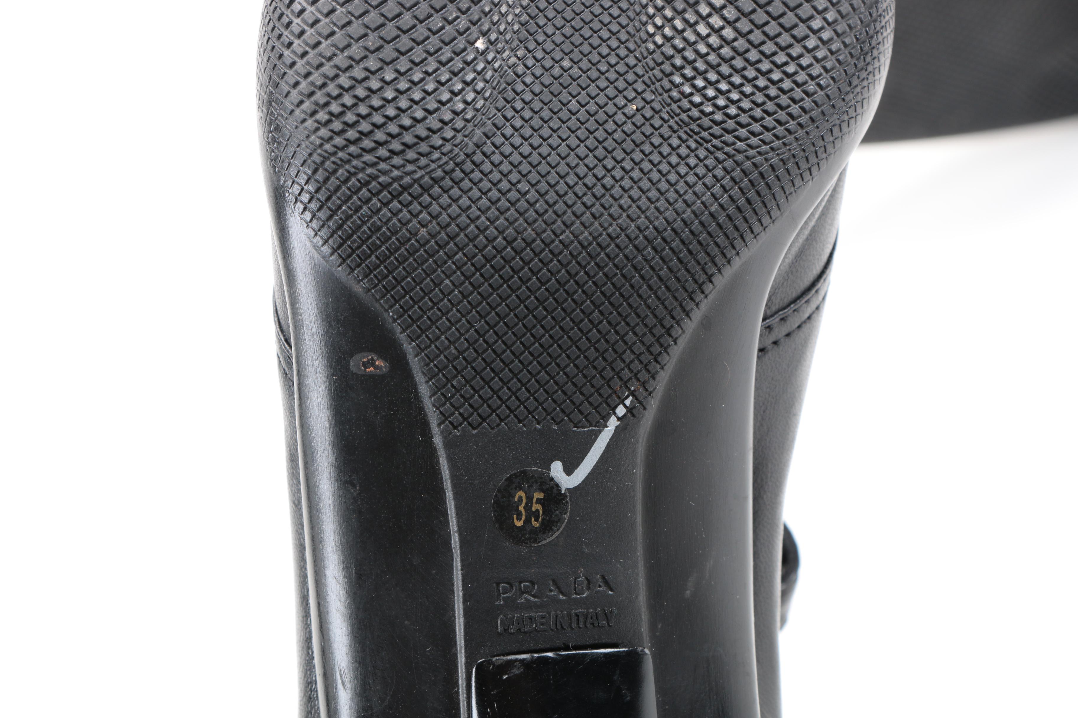 Prada Black Leather Mary Jane Heels