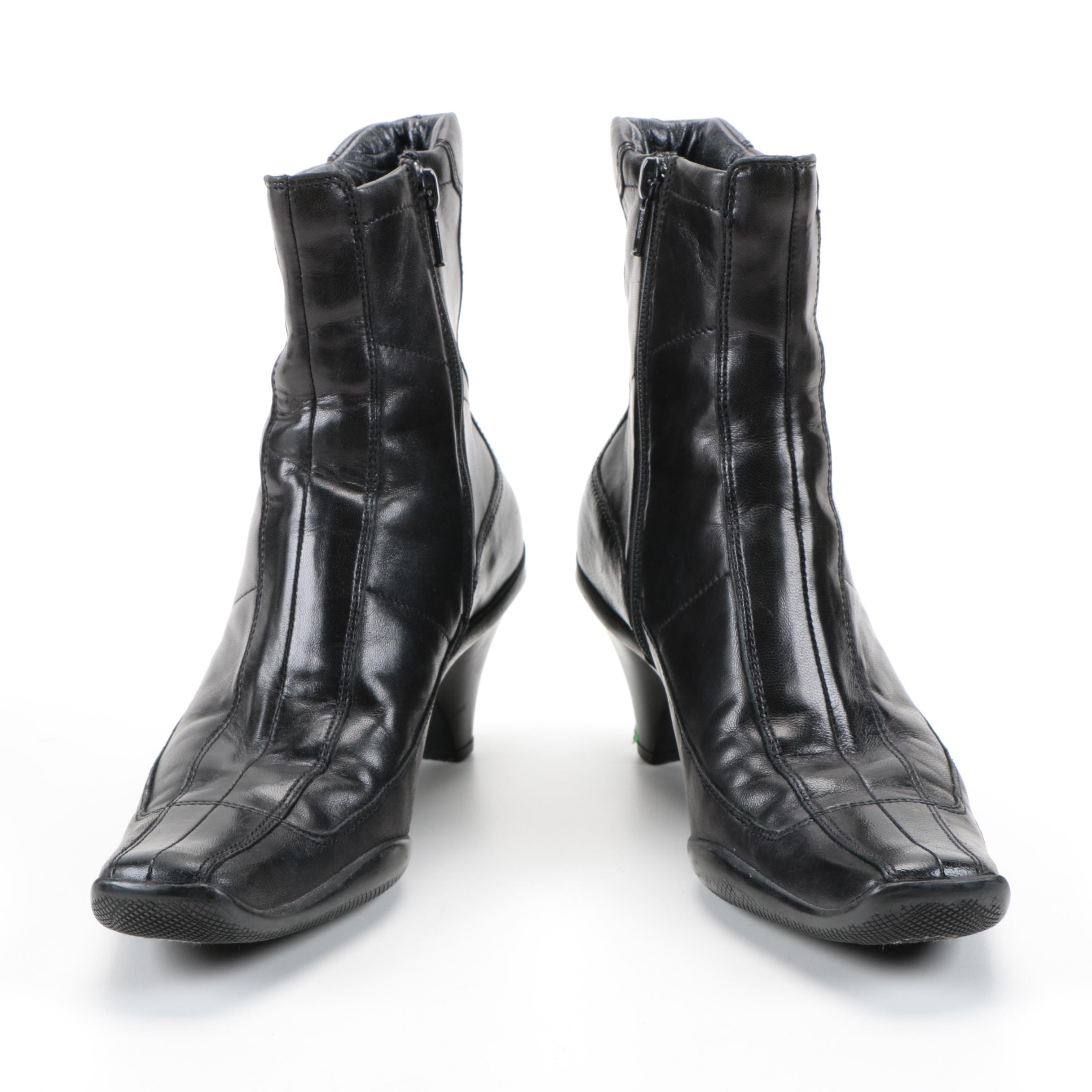 Prada Black Leather Ankle Boots