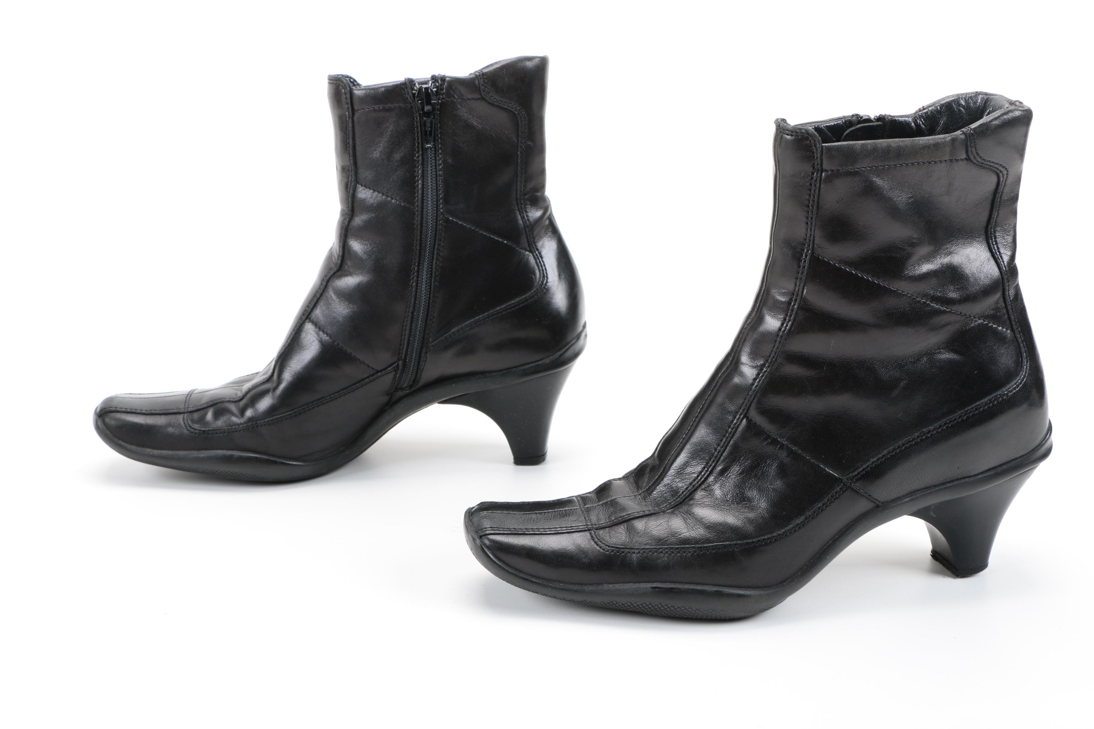 Prada Black Leather Ankle Boots
