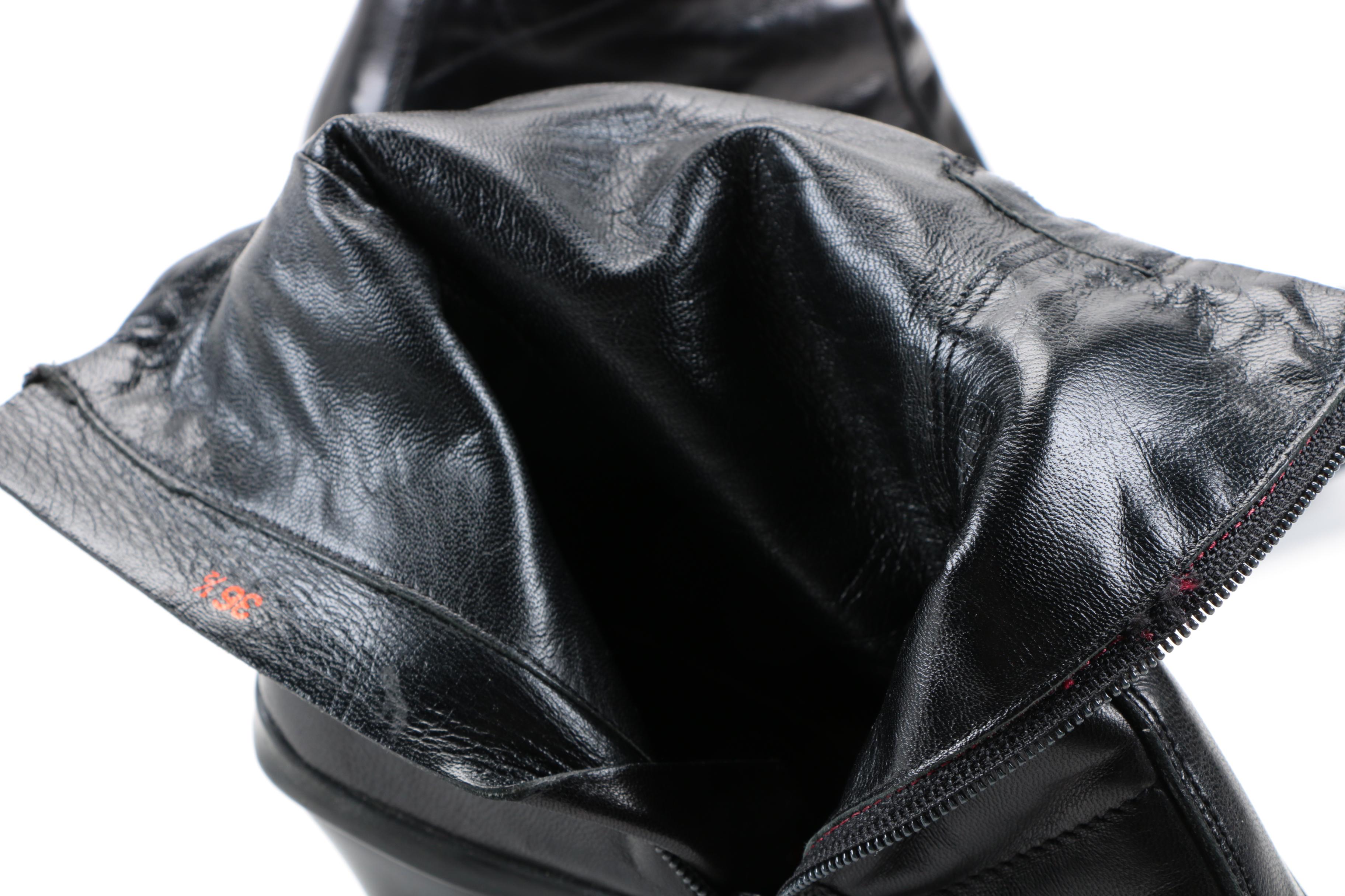 Prada Black Leather Ankle Boots