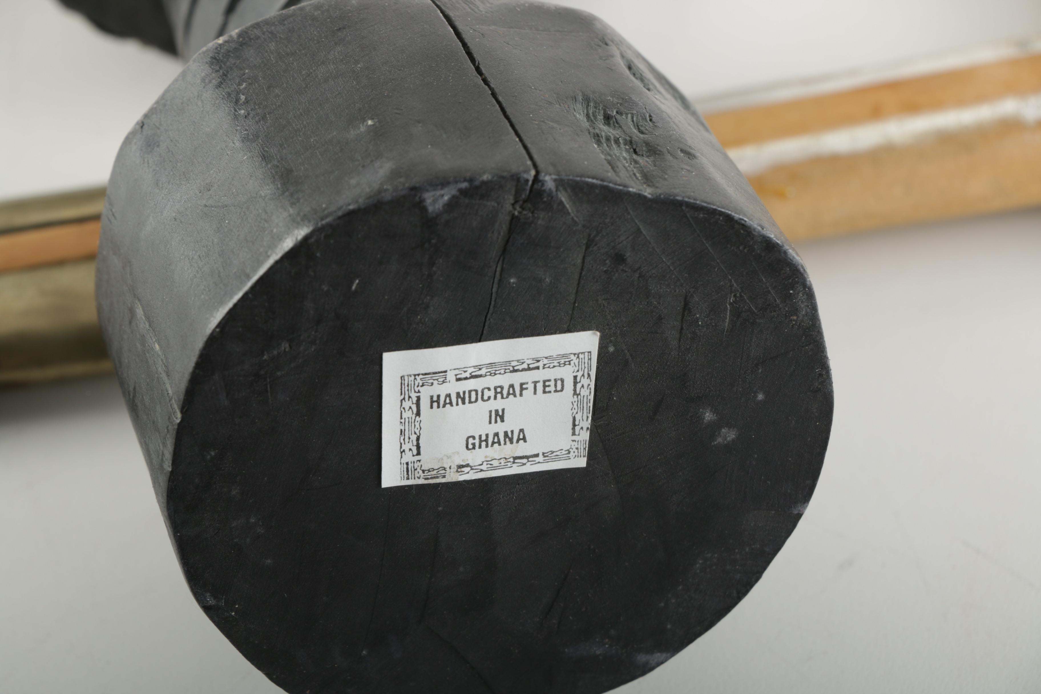 Carved Wood African Sculpture and  Asian Style Wooden Sword