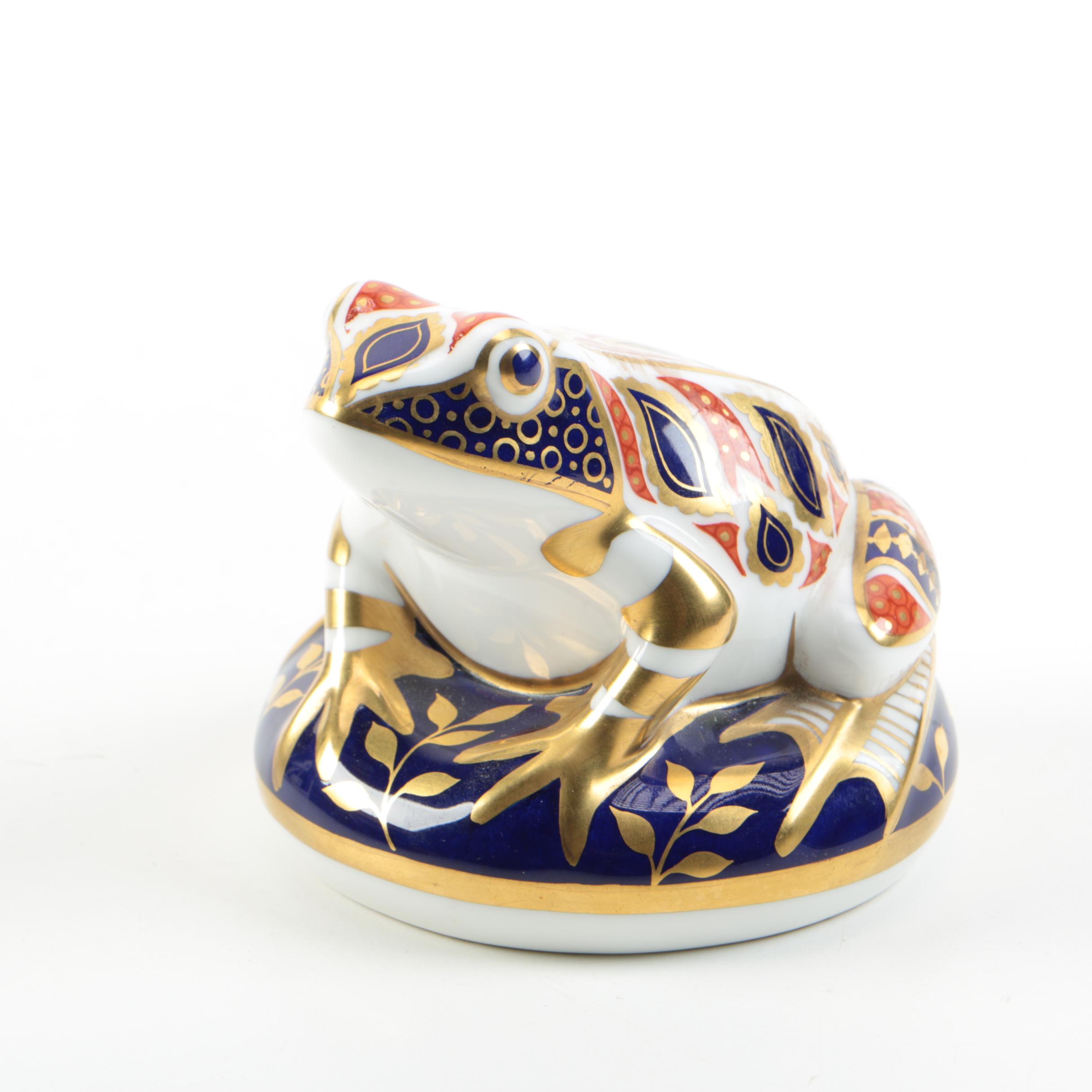 Royal Crown Derby "Imari" Frog Paperweight with Carved Eagle's Head