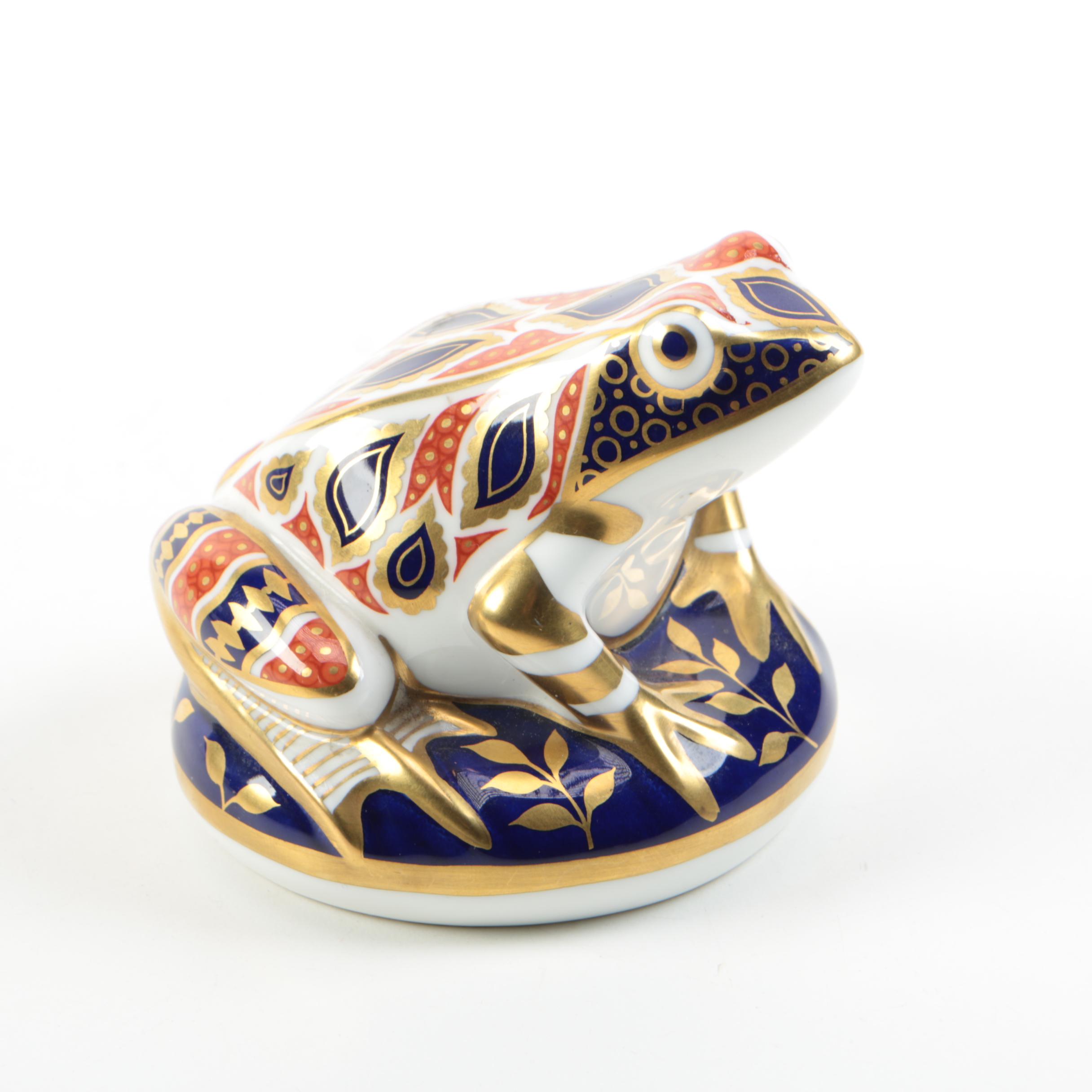Royal Crown Derby "Imari" Frog Paperweight with Carved Eagle's Head
