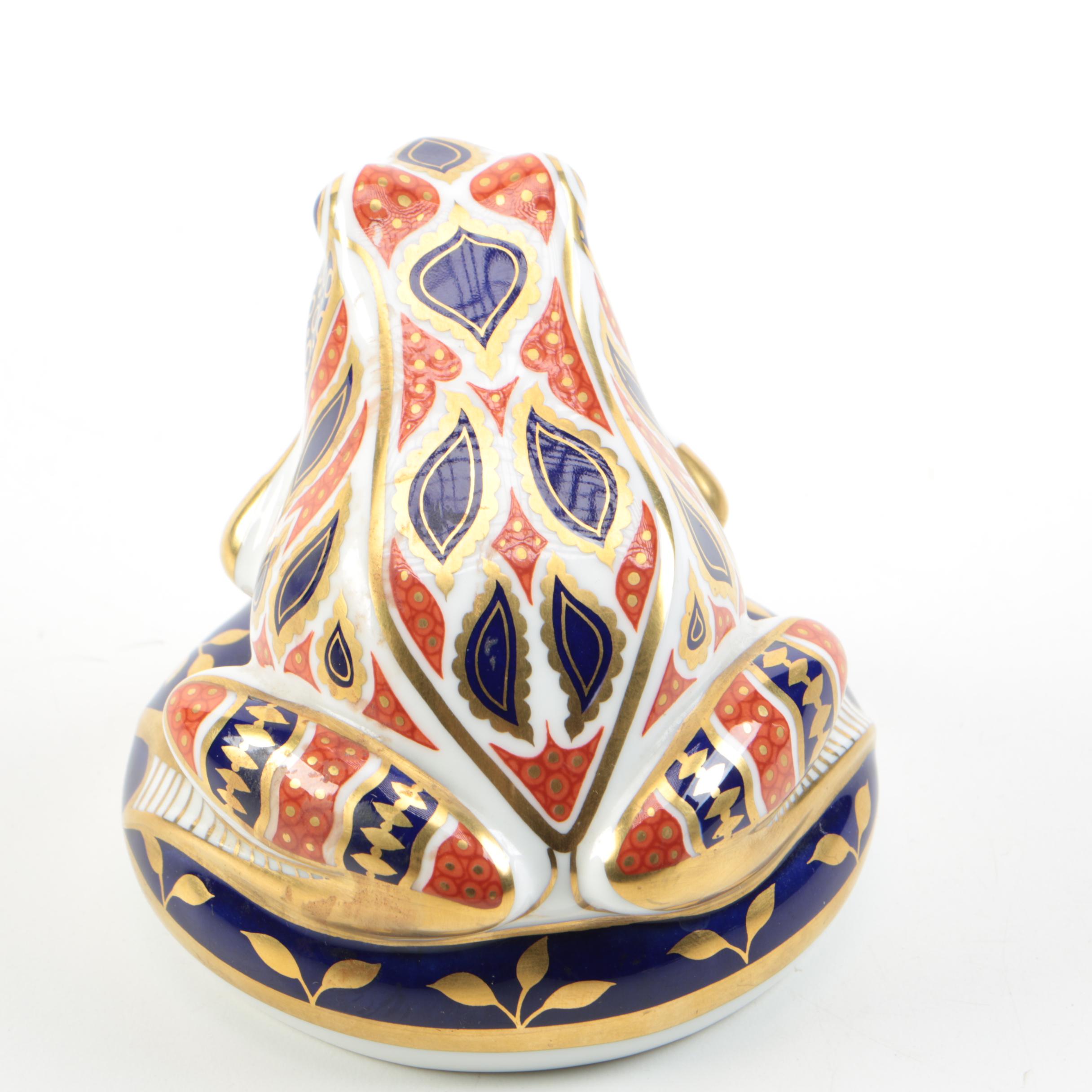 Royal Crown Derby "Imari" Frog Paperweight with Carved Eagle's Head