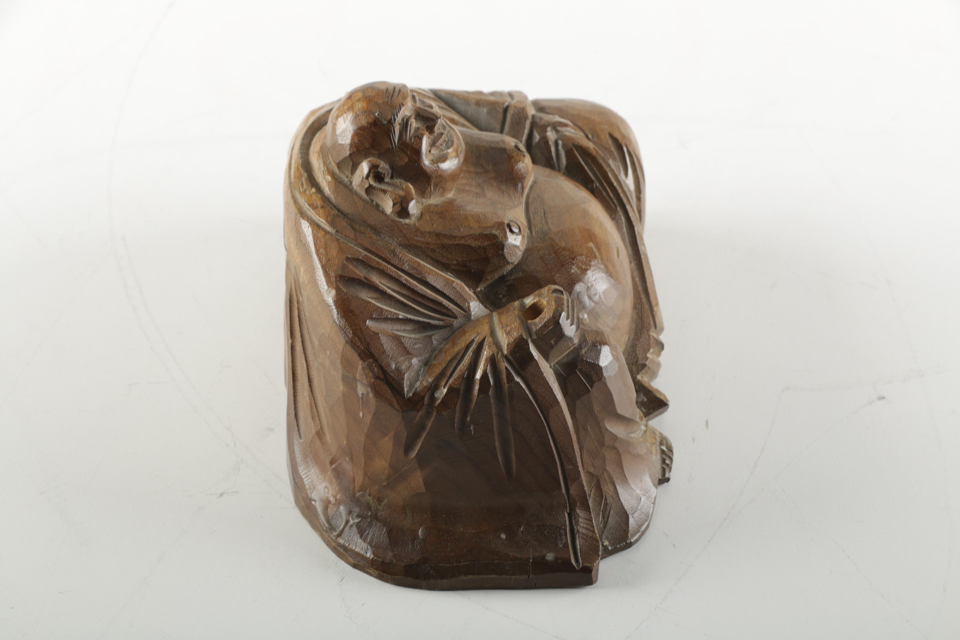 Honduran Mahogany Tone Wooden Budai Statue