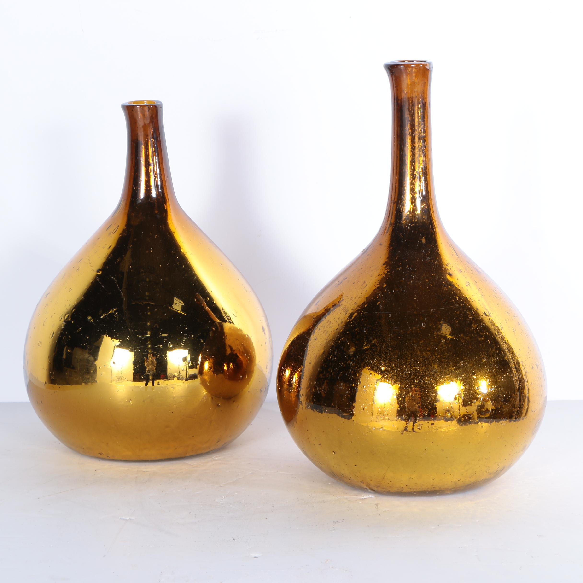Pair of Gold-Tone Metallic Glass Vases