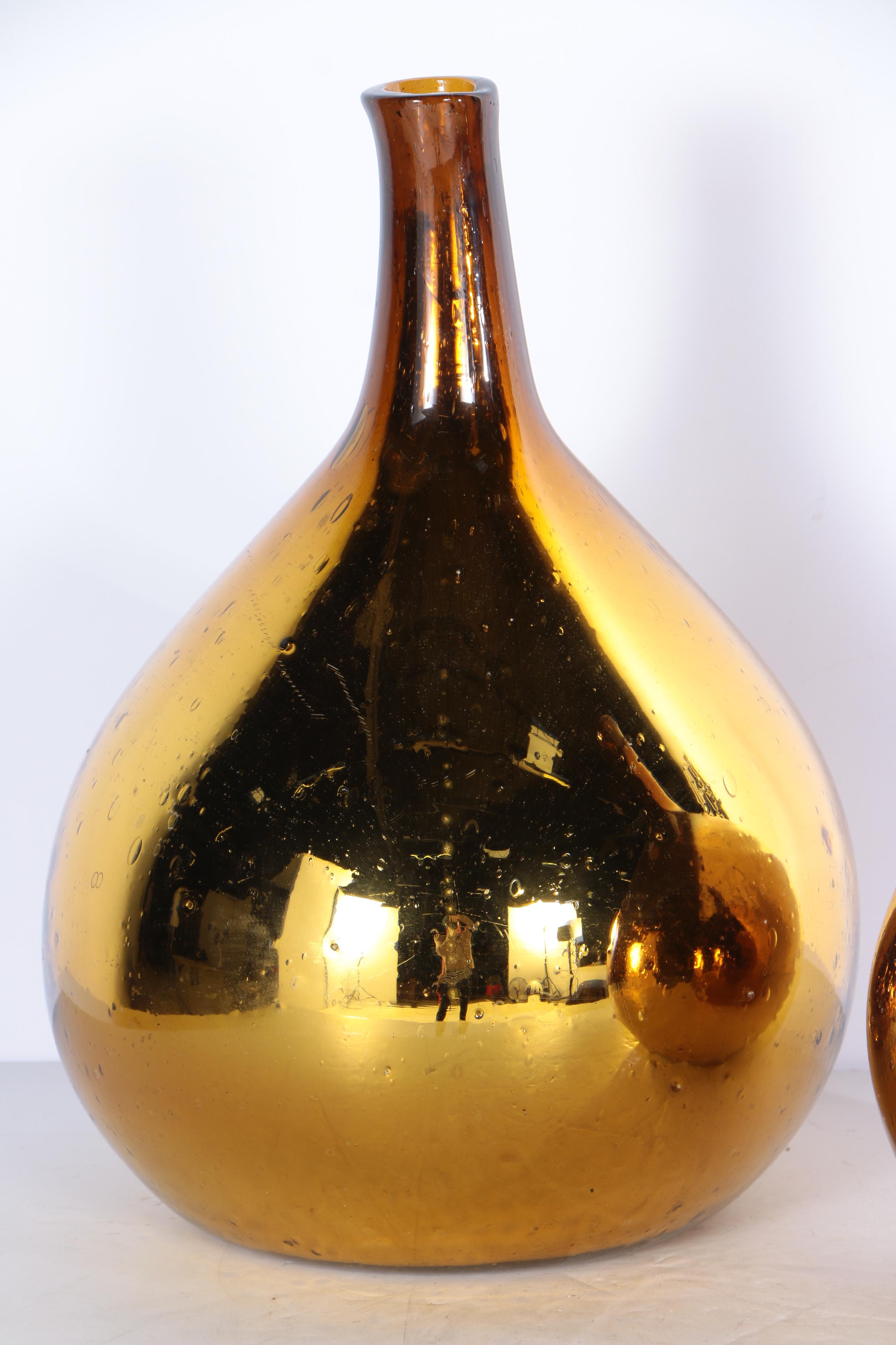 Pair of Gold-Tone Metallic Glass Vases