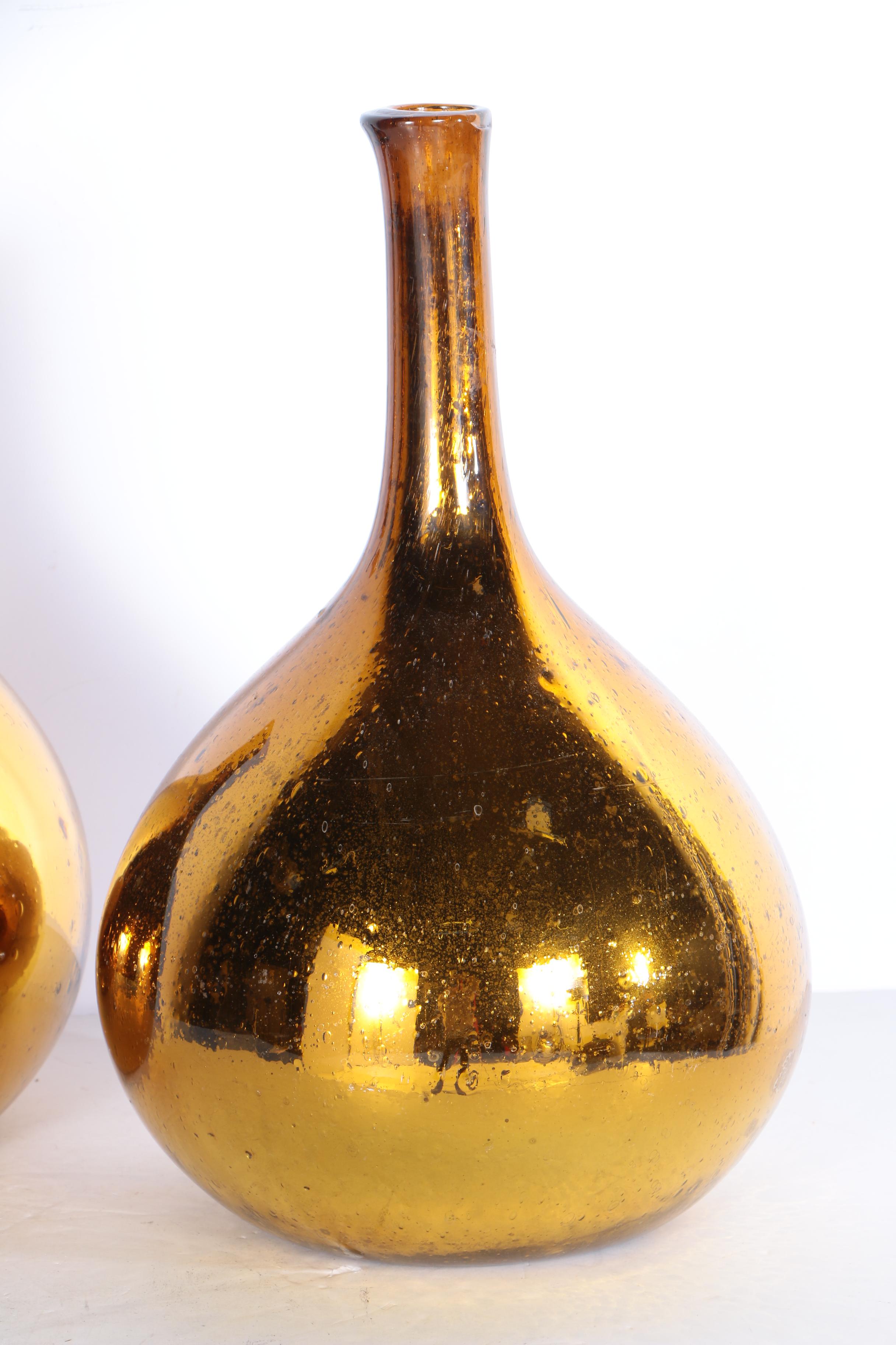 Pair of Gold-Tone Metallic Glass Vases