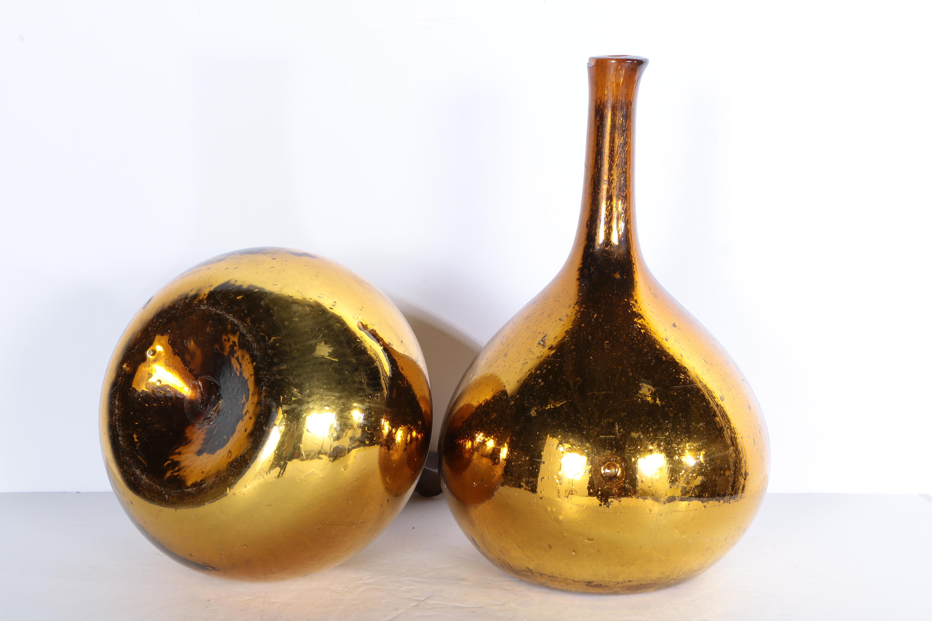 Pair of Gold-Tone Metallic Glass Vases