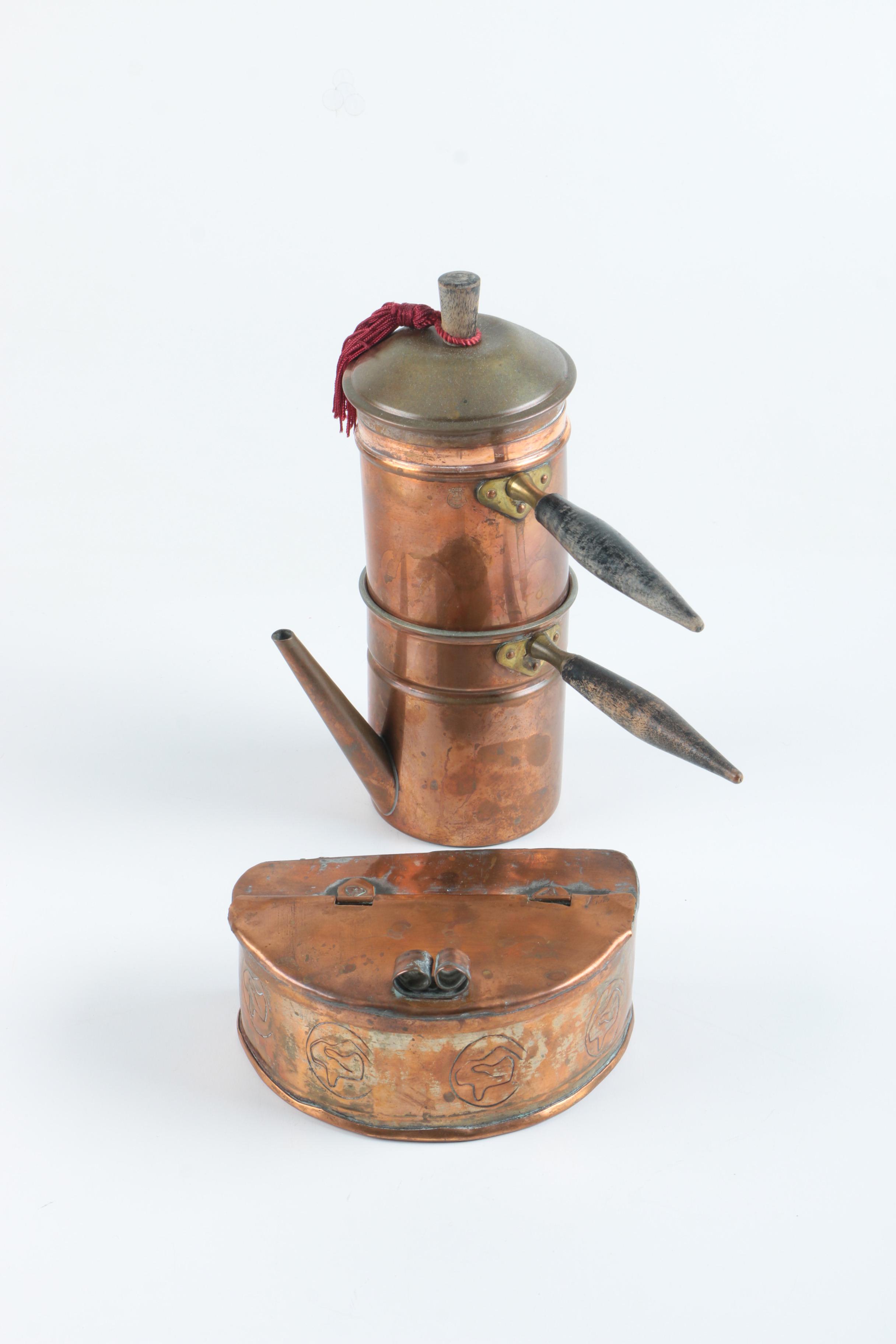 Vintage Brass Coffee Pot and Decor