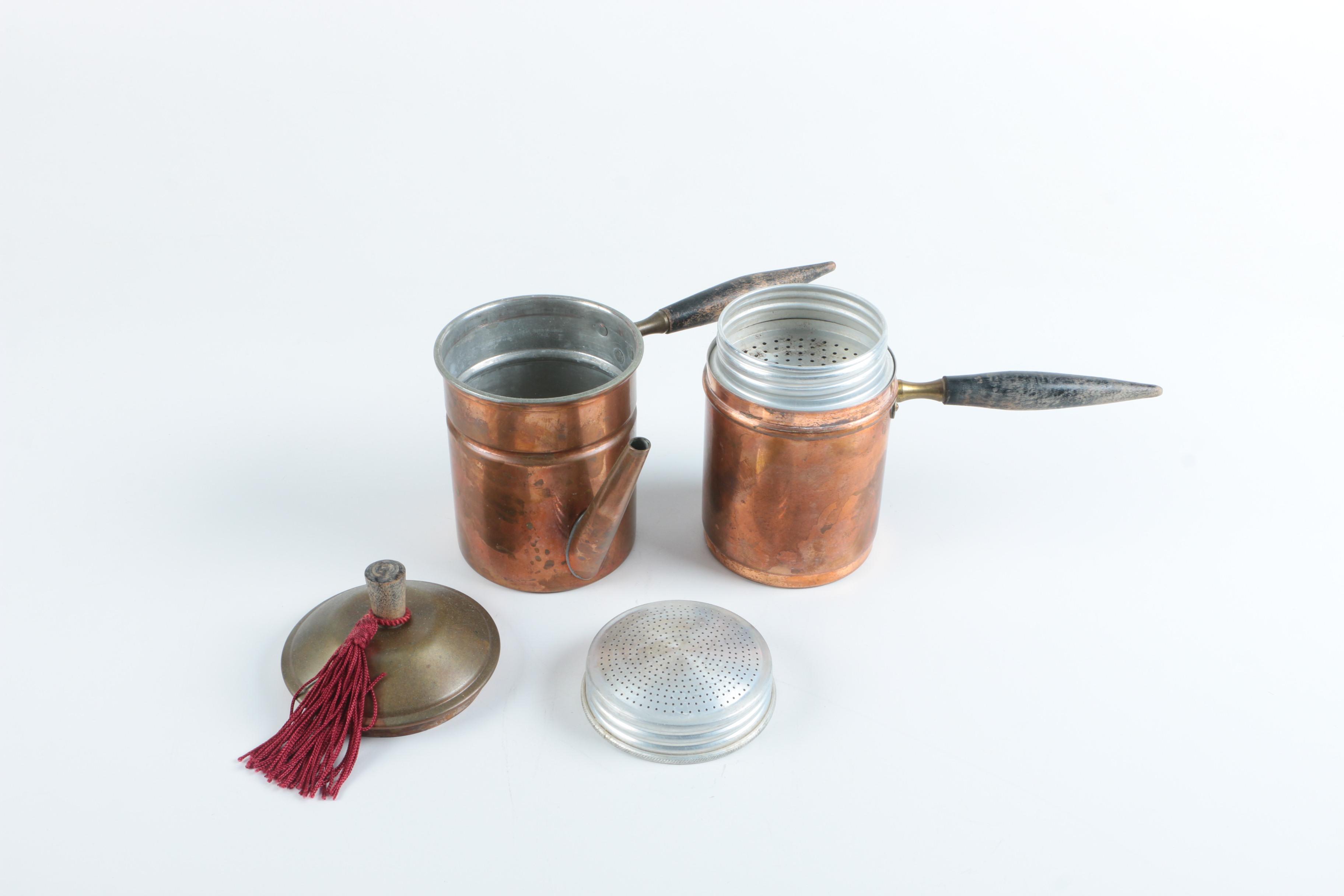 Vintage Brass Coffee Pot and Decor