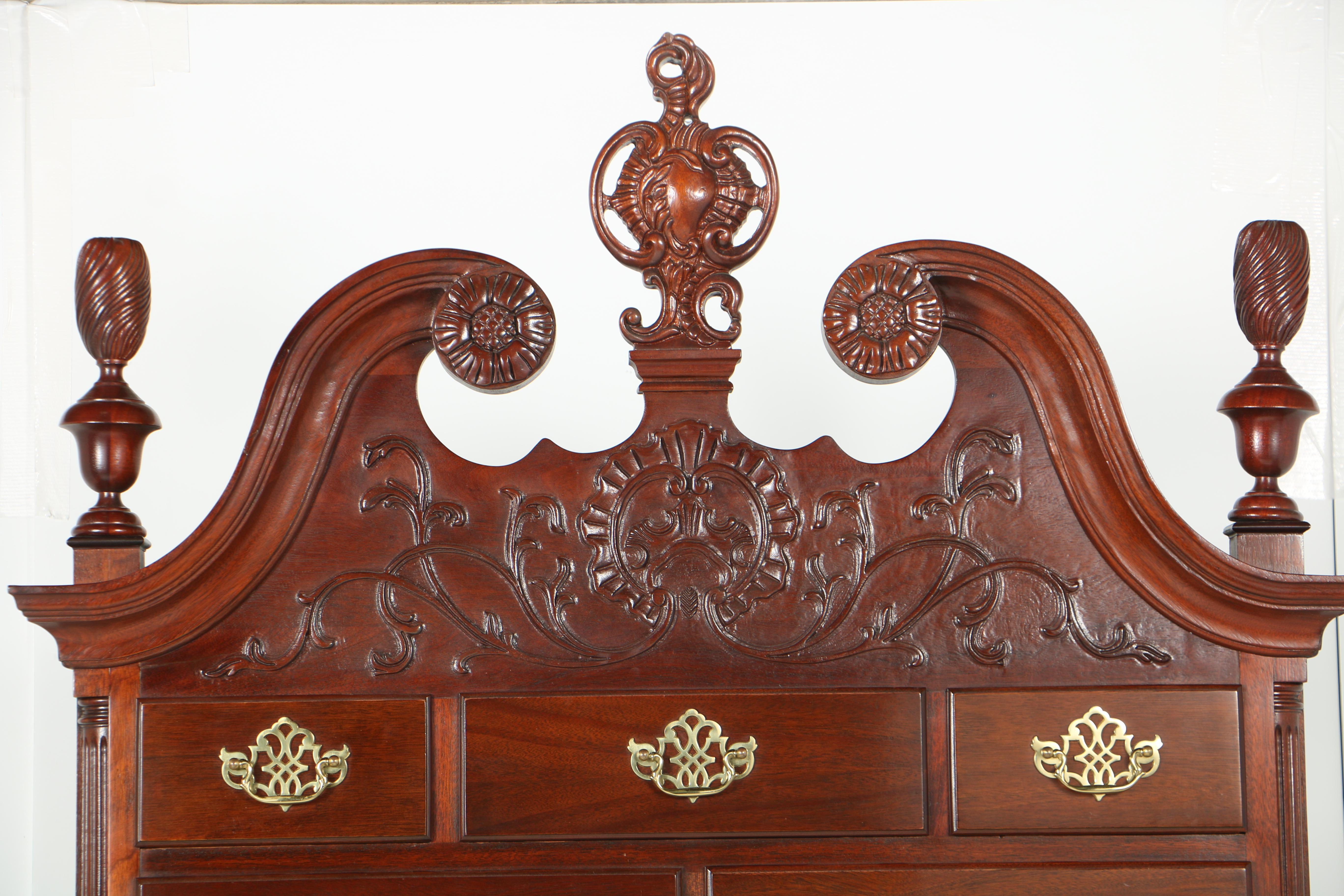 Vintage Chippendale Style Mahogany High Chest by Councill Craftsman