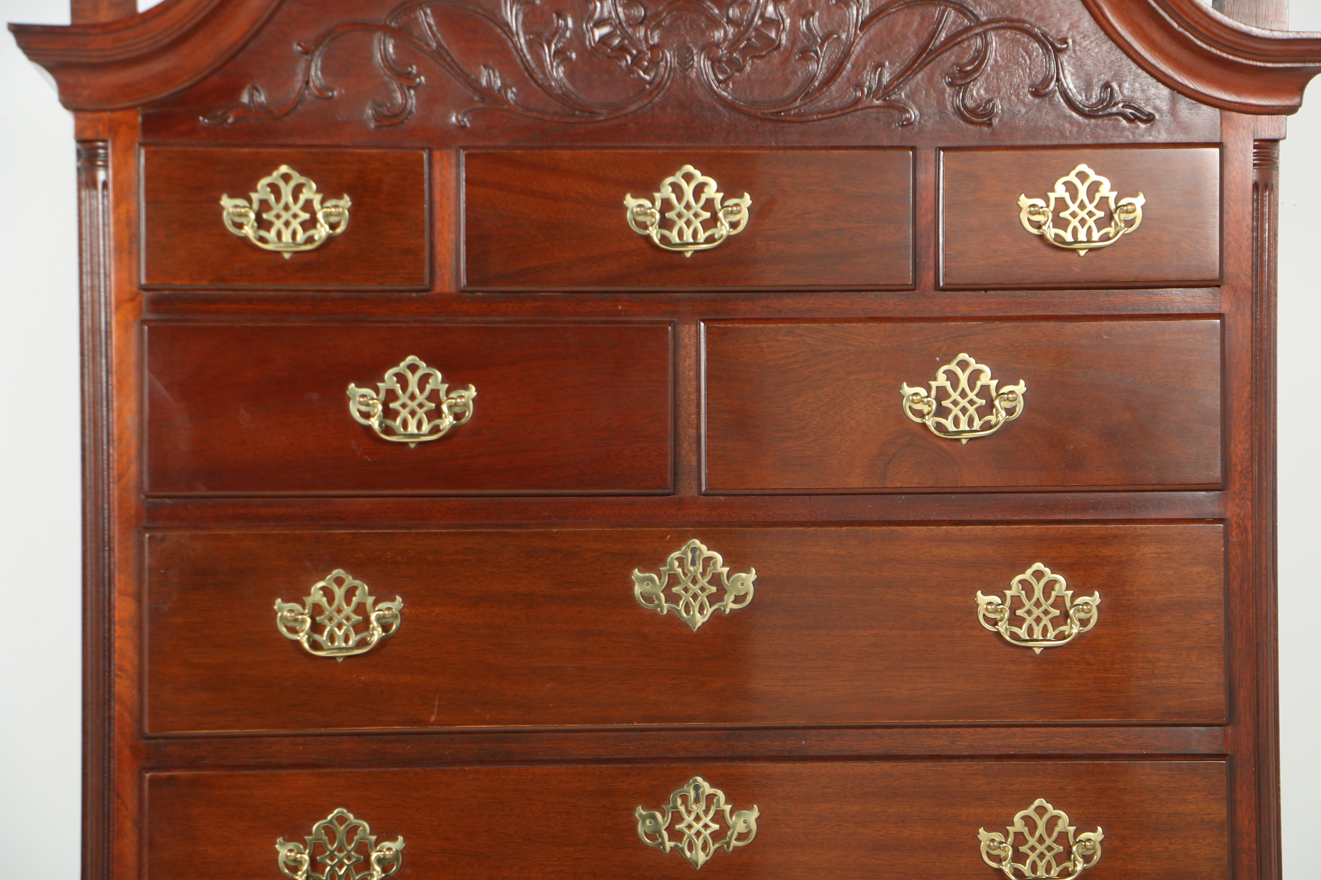 Vintage Chippendale Style Mahogany High Chest by Councill Craftsman