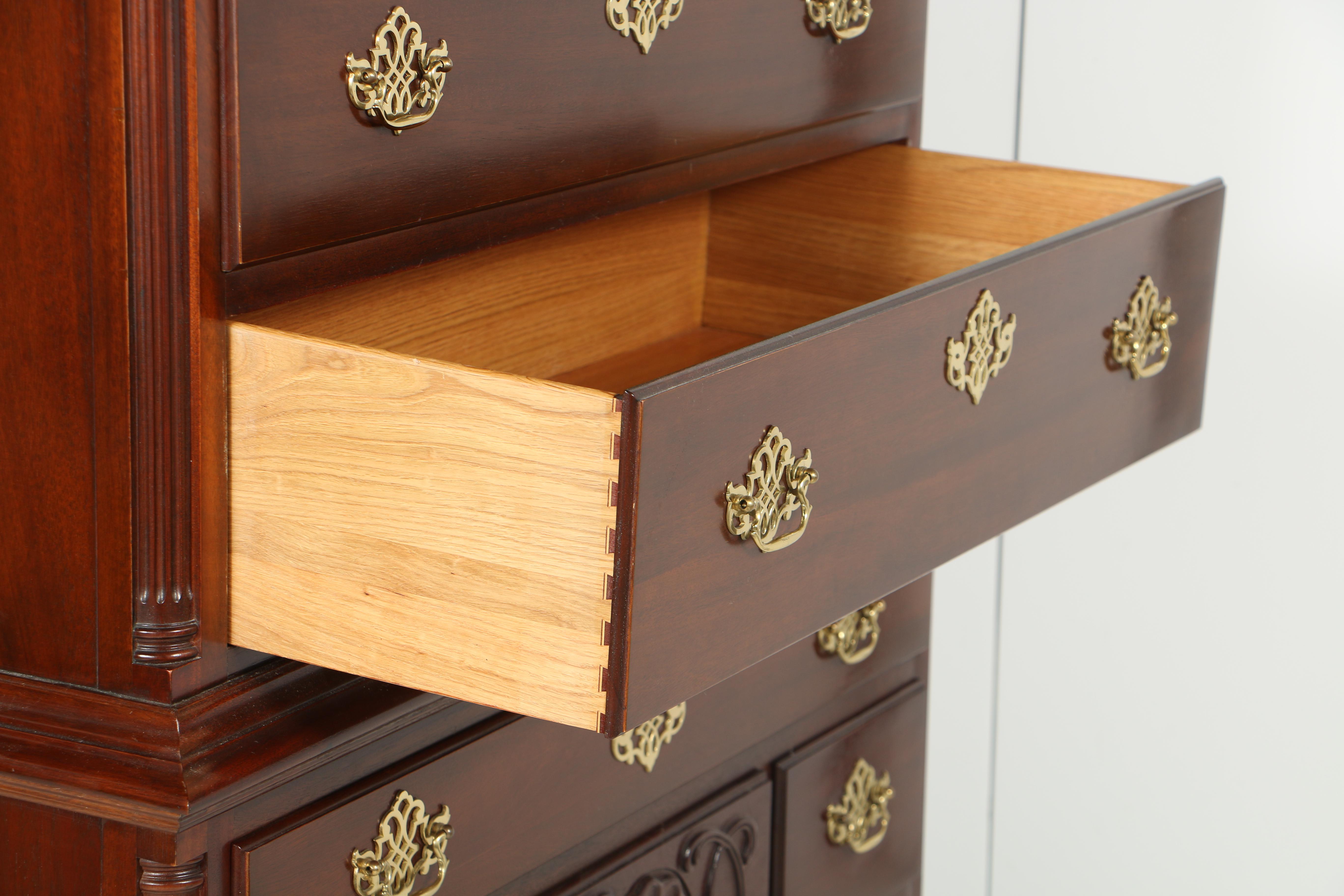 Vintage Chippendale Style Mahogany High Chest by Councill Craftsman