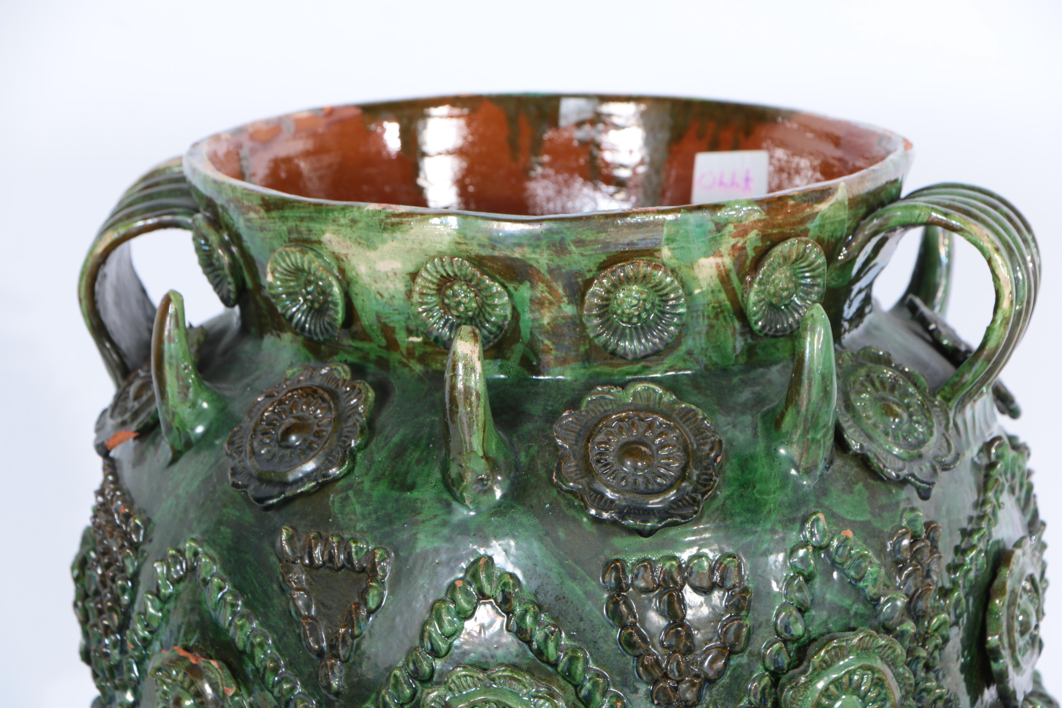 Vintage Mexican Pottery Pulque Pot with Cups