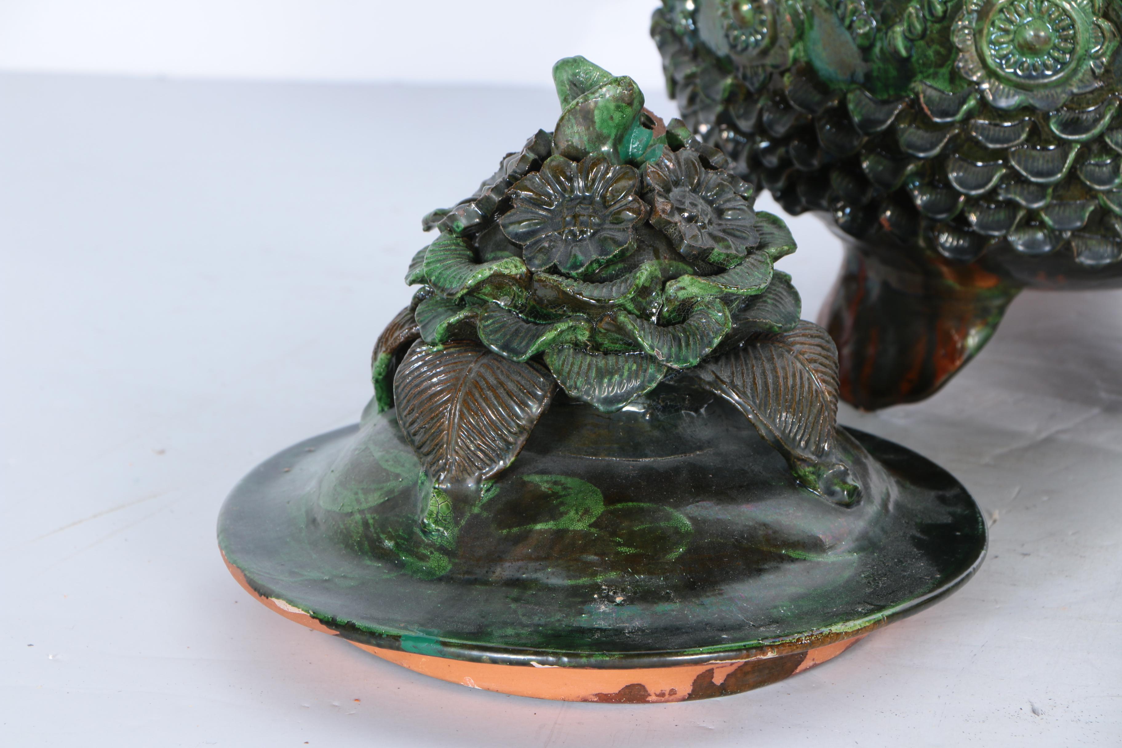 Vintage Mexican Pottery Pulque Pot with Cups