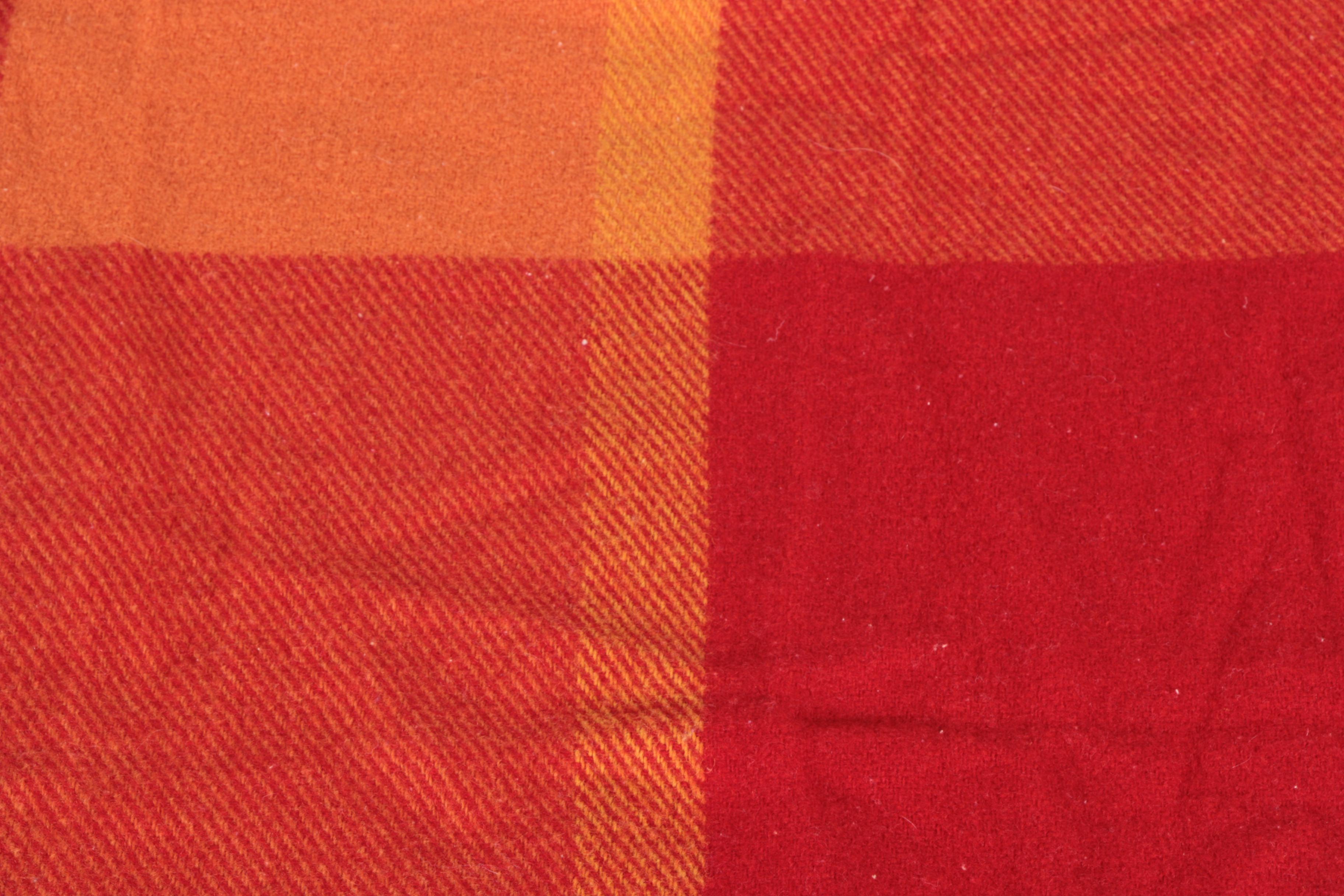 Vintage Lena Rewell Handwoven Plaid Wool Blanket