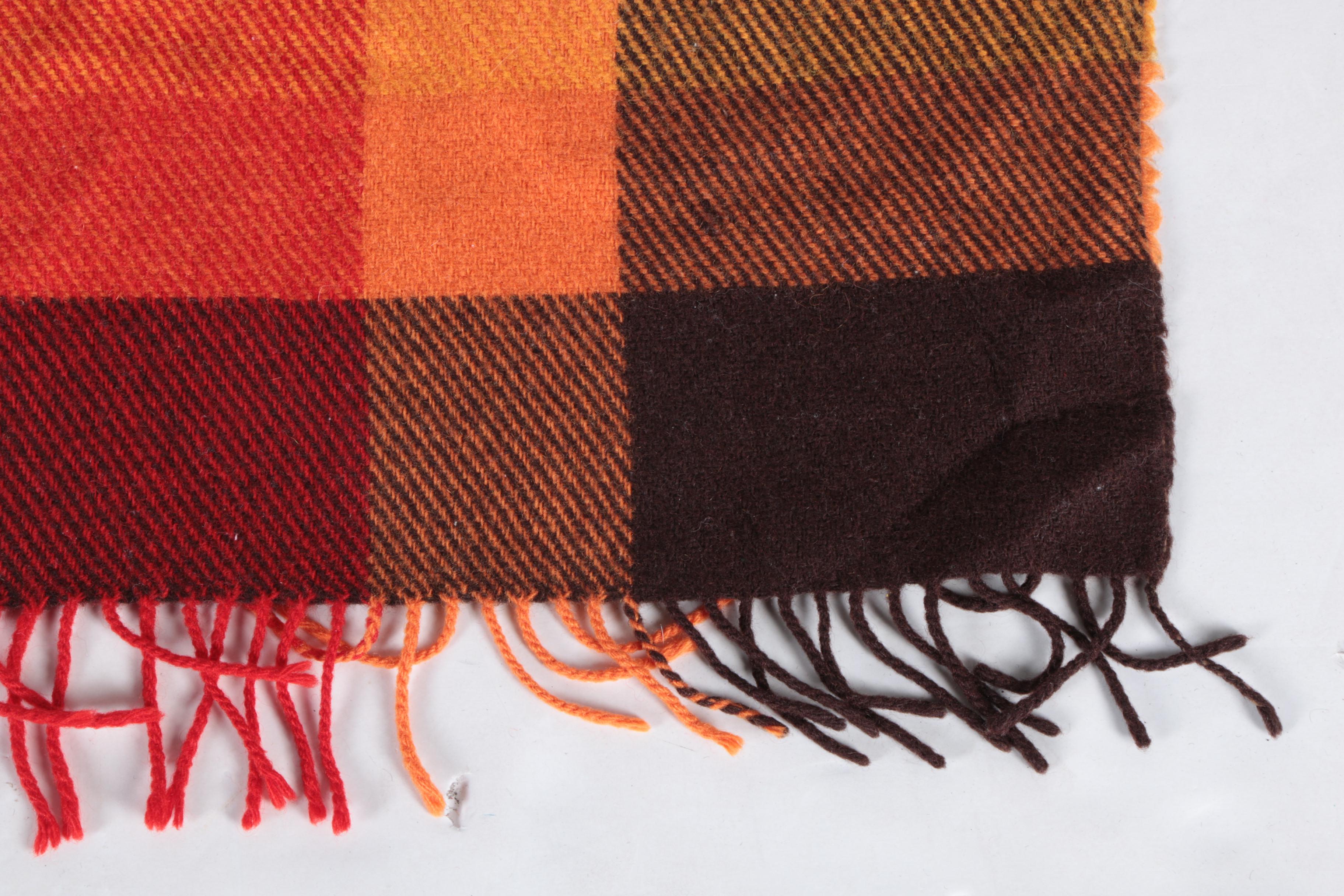 Vintage Lena Rewell Handwoven Plaid Wool Blanket