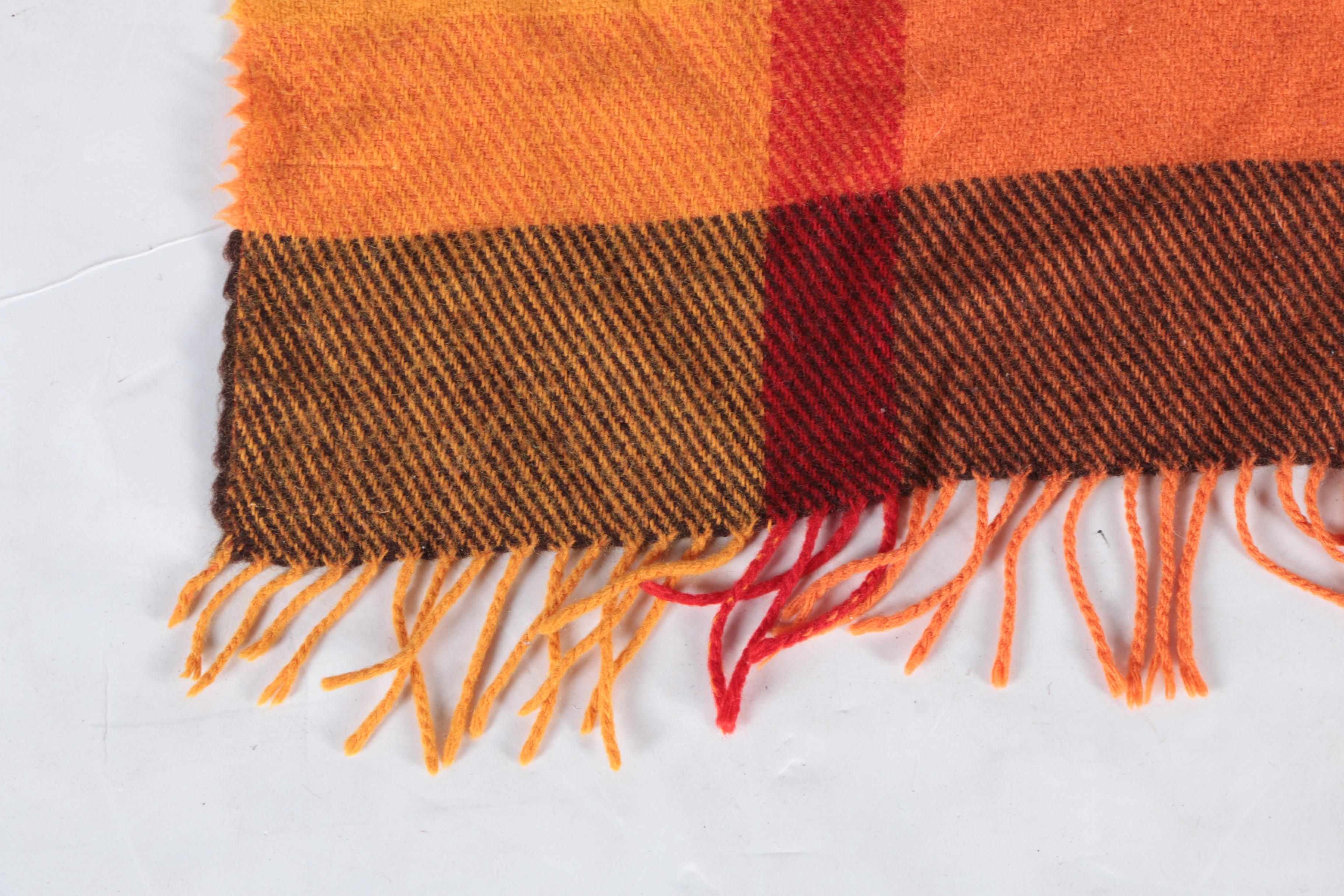 Vintage Lena Rewell Handwoven Plaid Wool Blanket