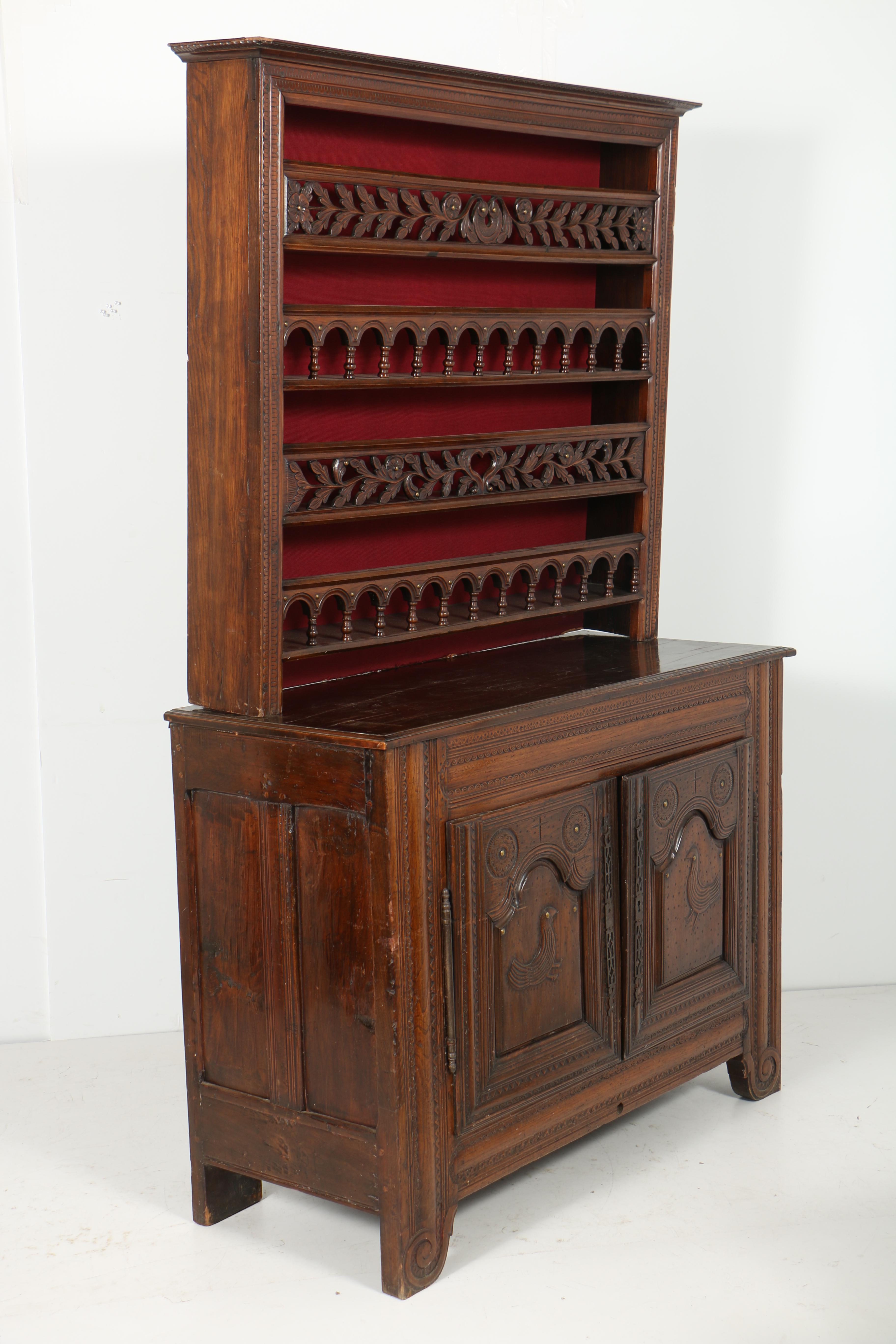 Antique French Provincial Carved Oak Vaisselier, Probably Brittany