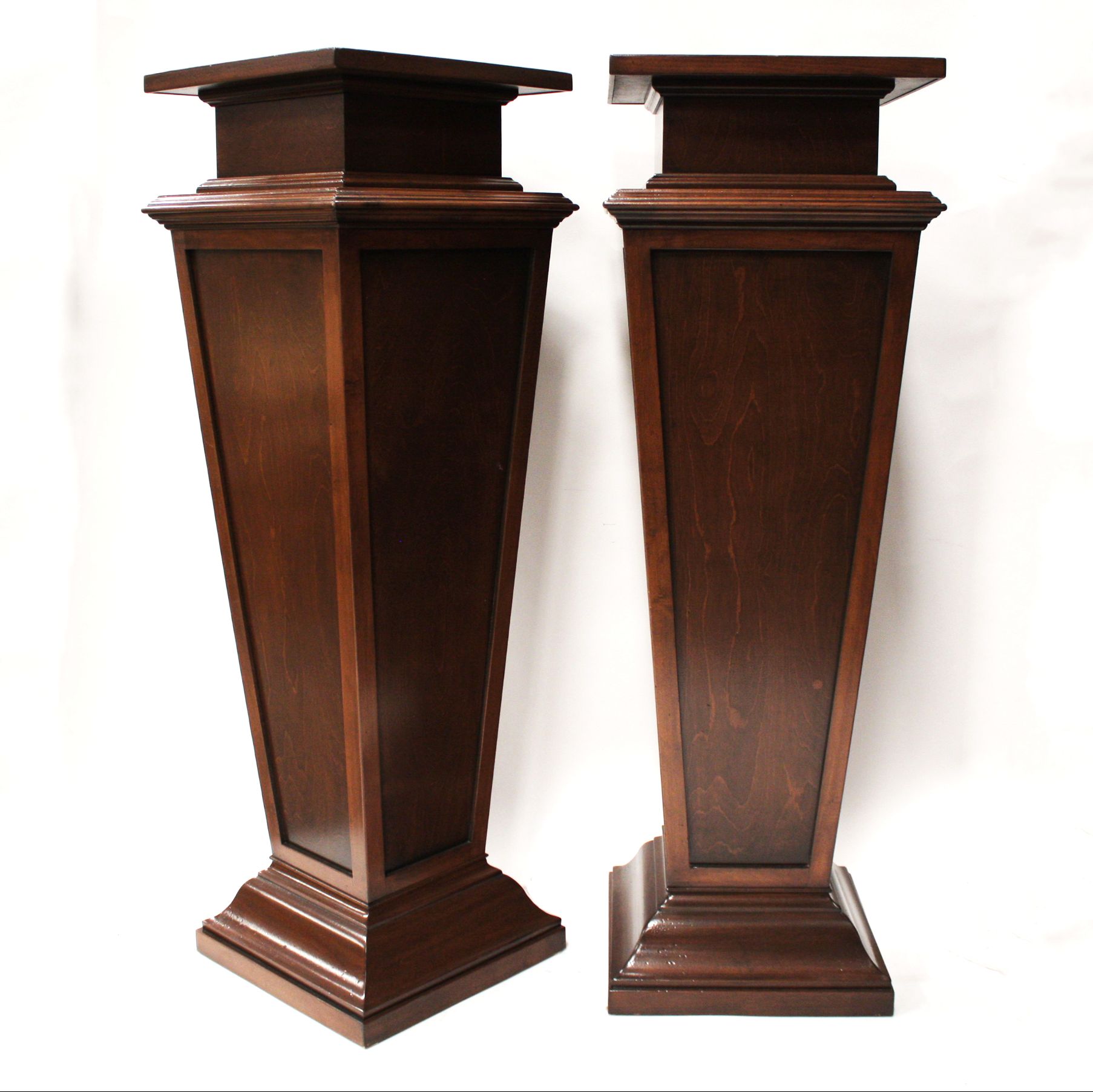 Pair of Wooden Pillar Style Plant Stands