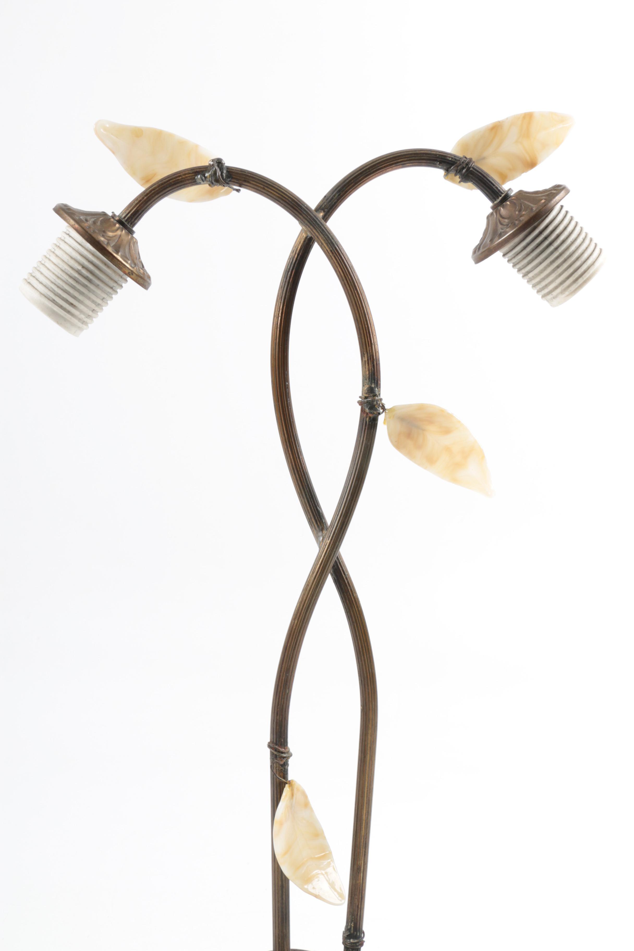 Handel Style Slag Glass Water Lily Lamp