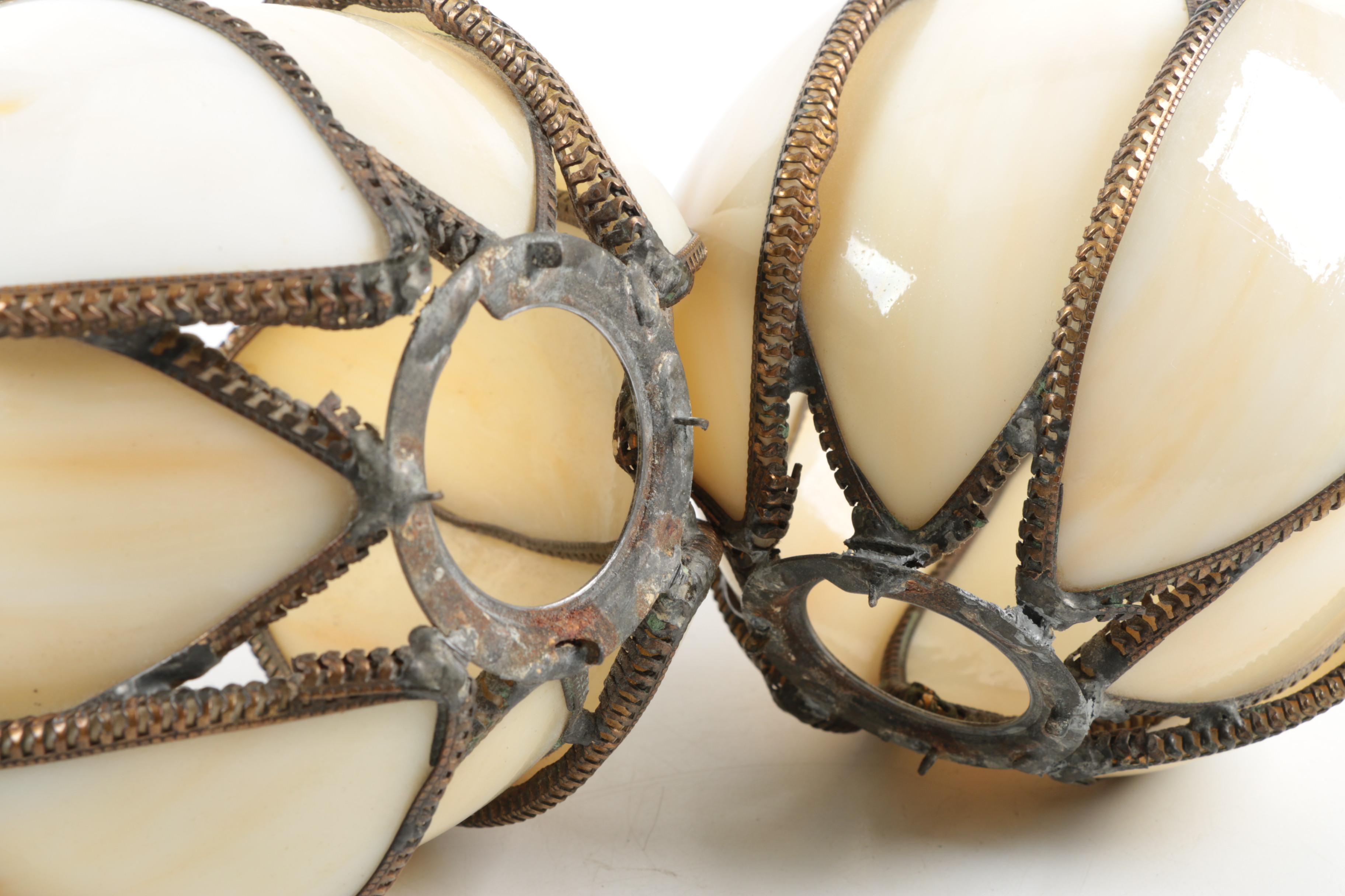 Handel Style Slag Glass Water Lily Lamp