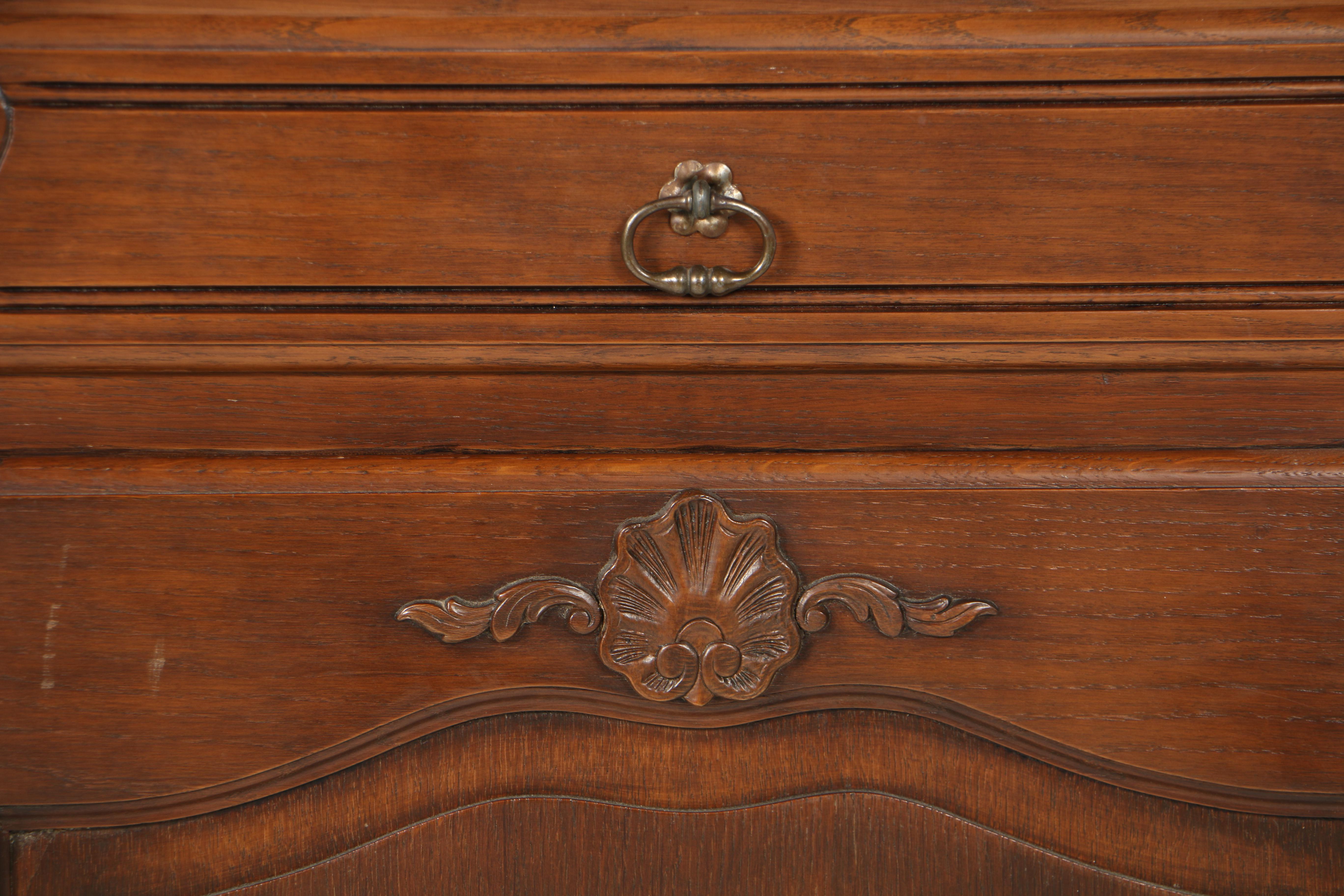 Vintage Provincial Louis XV Style Oak Cabinet