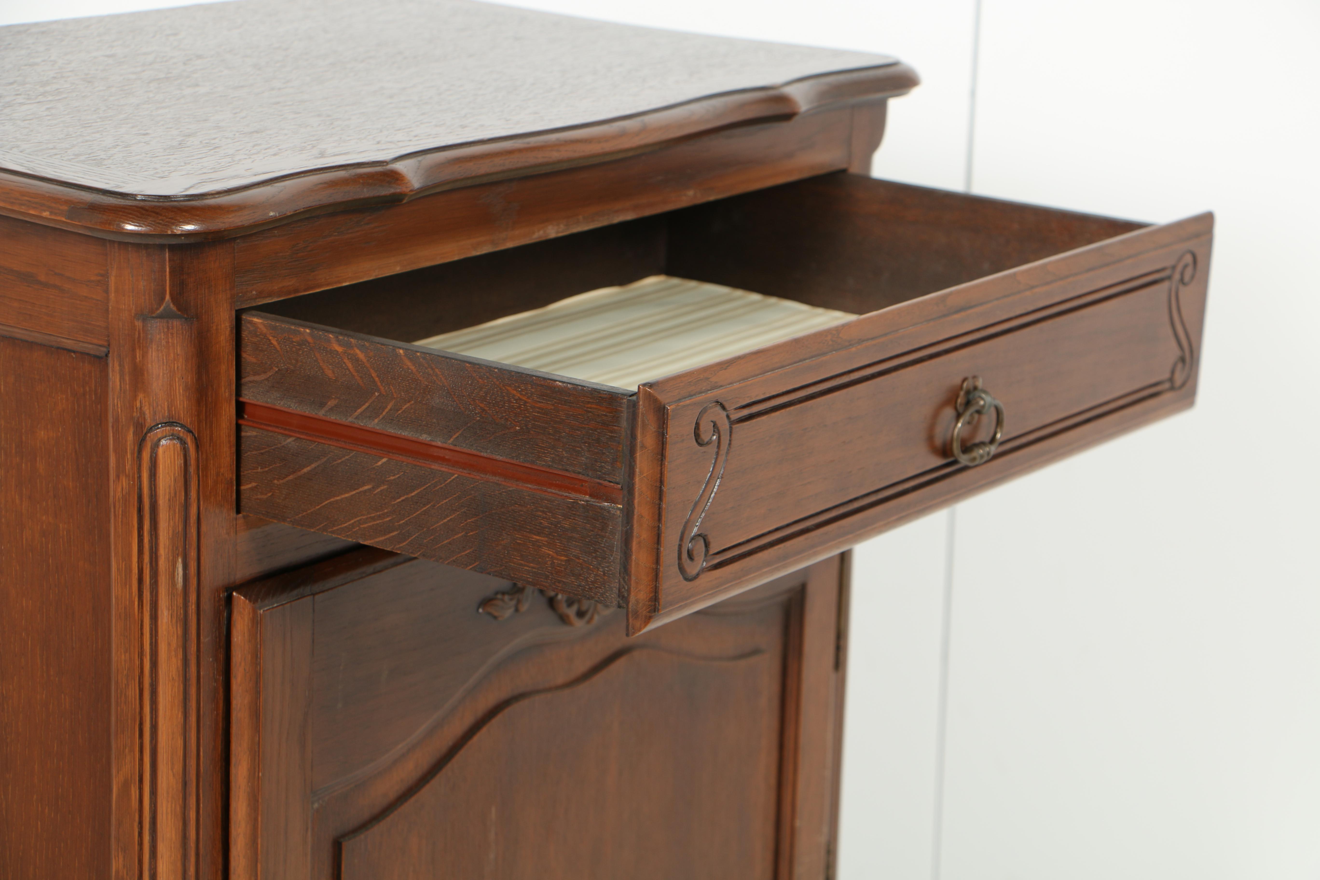 Vintage Provincial Louis XV Style Oak Cabinet