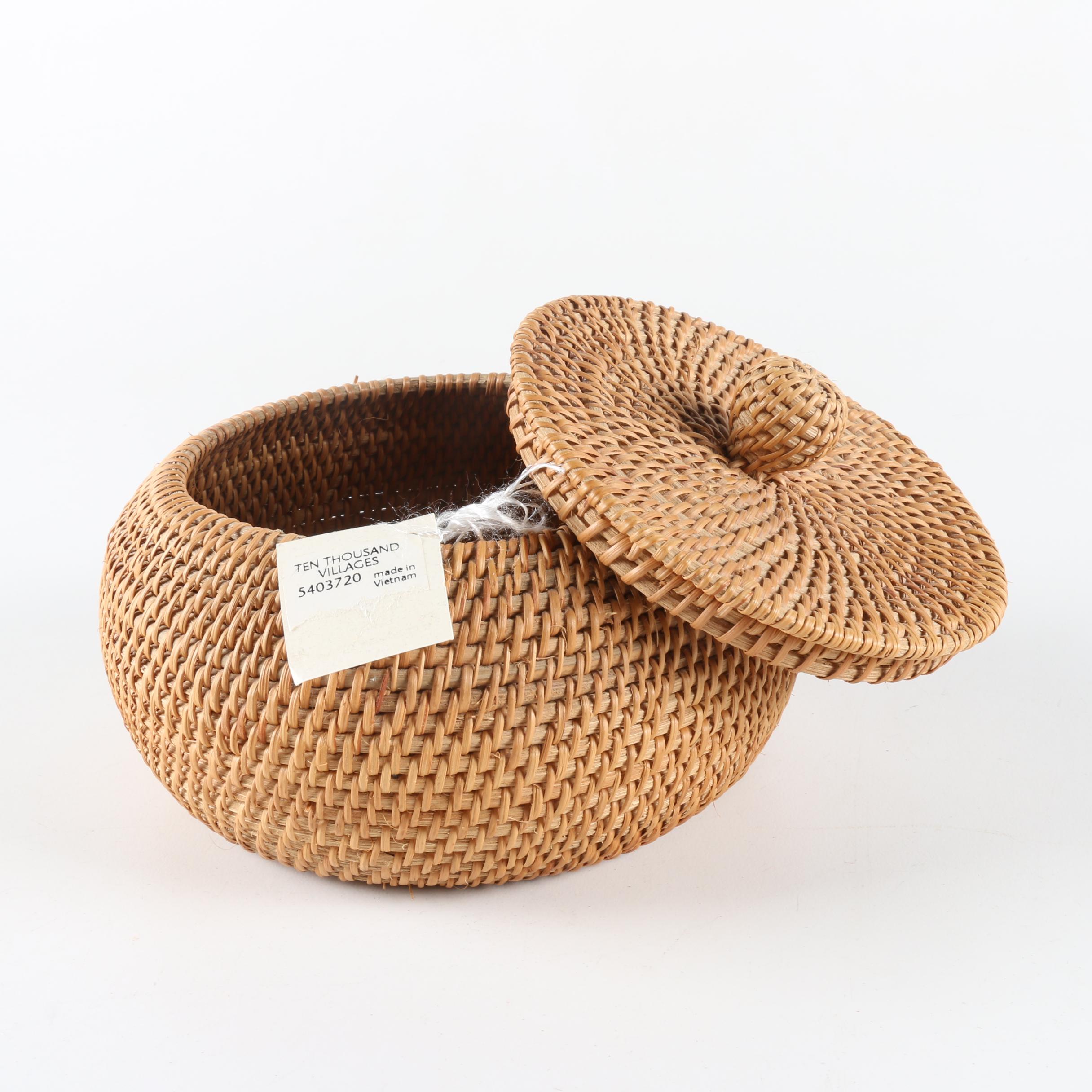 Patterned and Lidded Woven Baskets