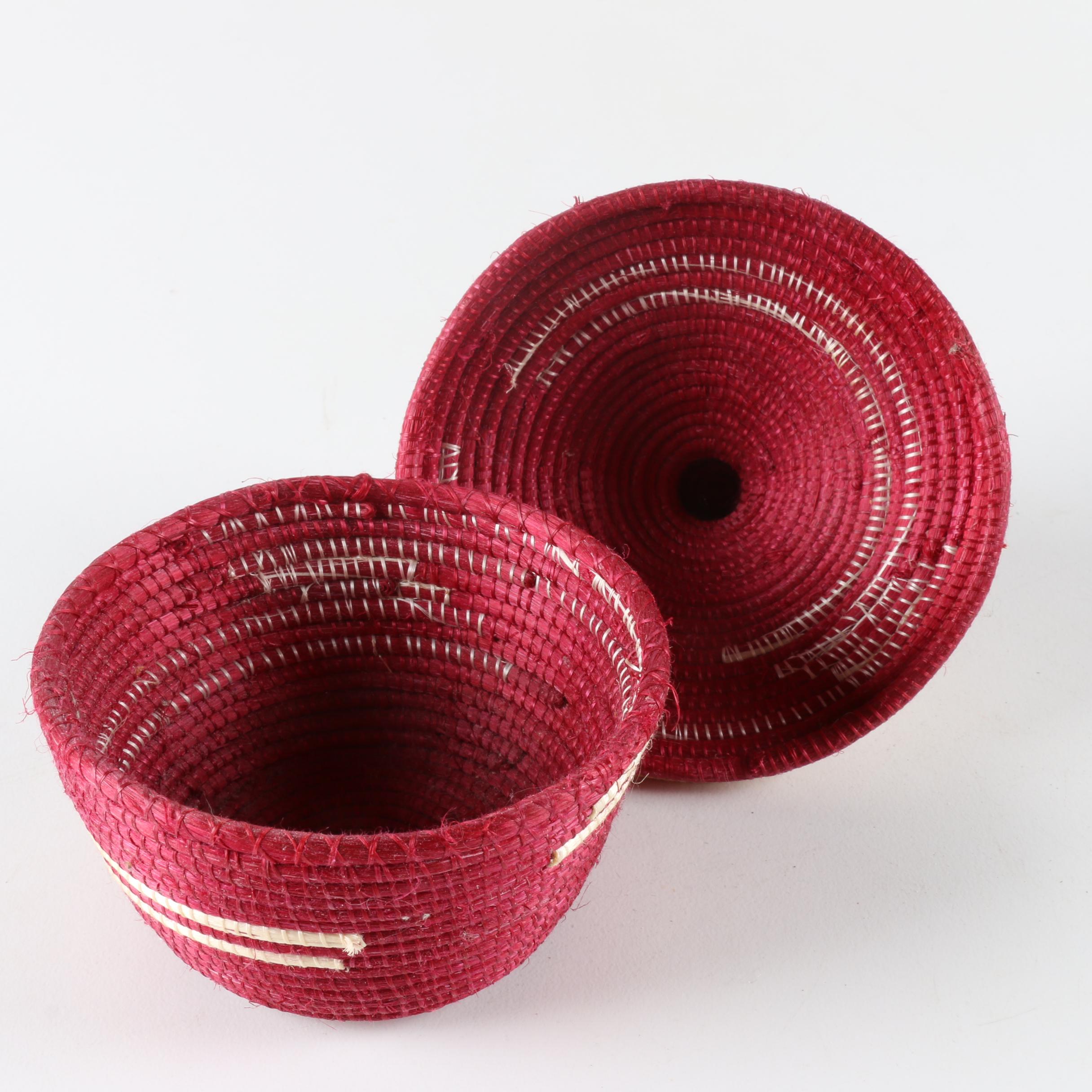 Patterned and Lidded Woven Baskets