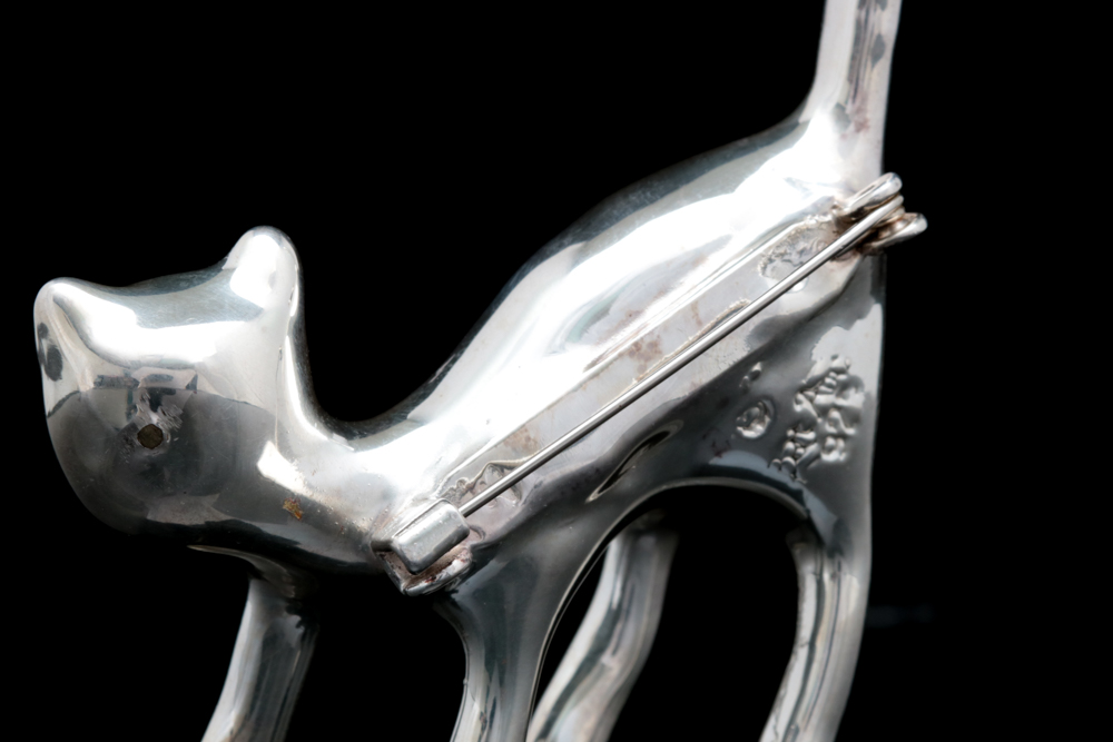 Sterling Silver Cat Brooch