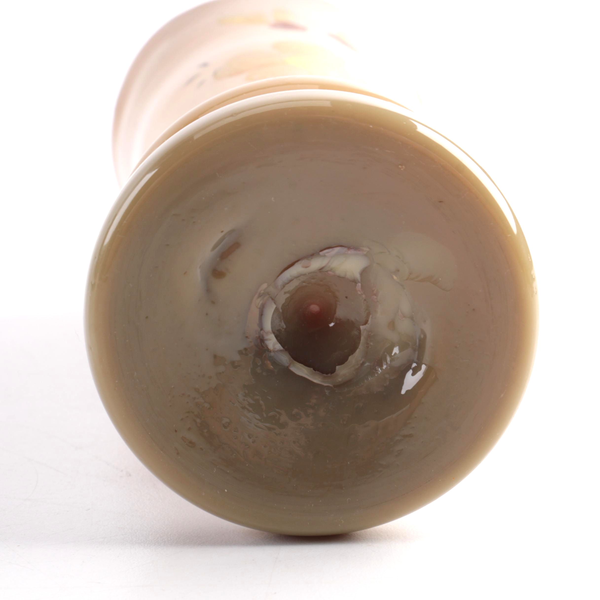 Hand Painted European Porcelain Urn with Glass Vase