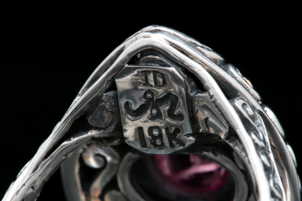 Robert Manse Sterling Silver, 18K Yellow Gold, Pink Tourmaline and Diamond Ring