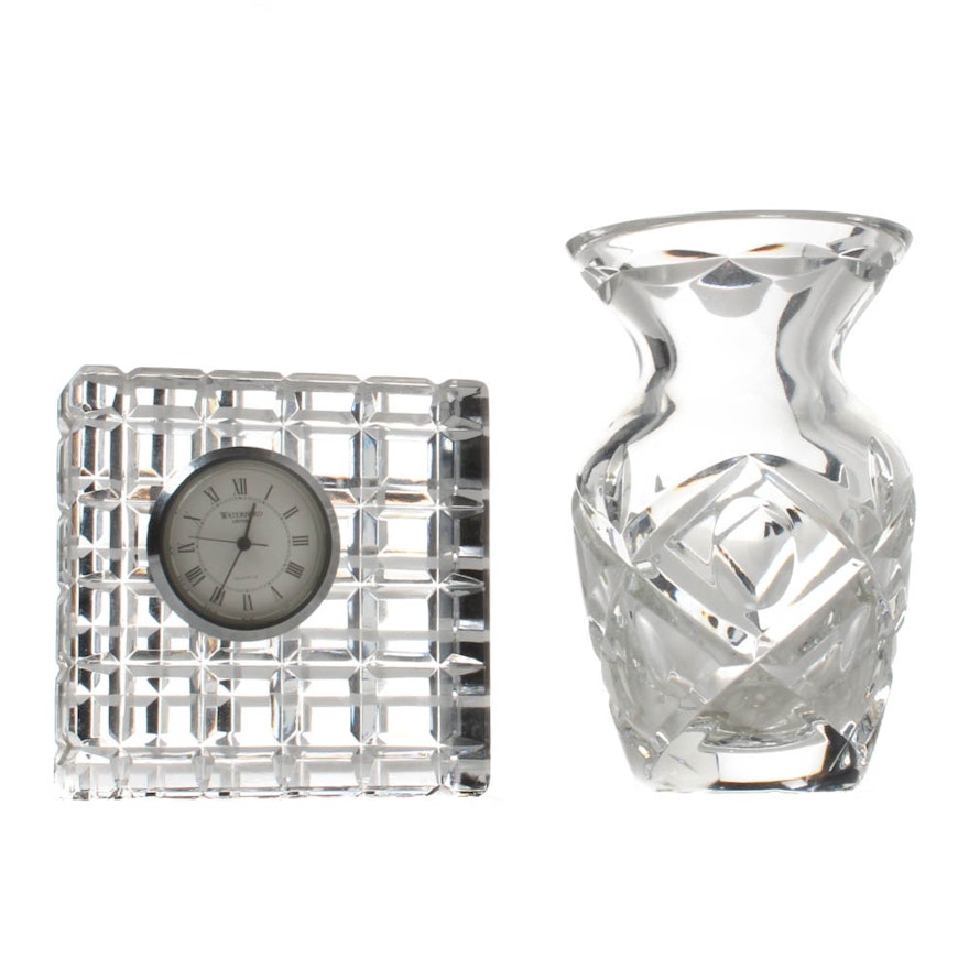 Waterford Crystal Bud Vase and Clock