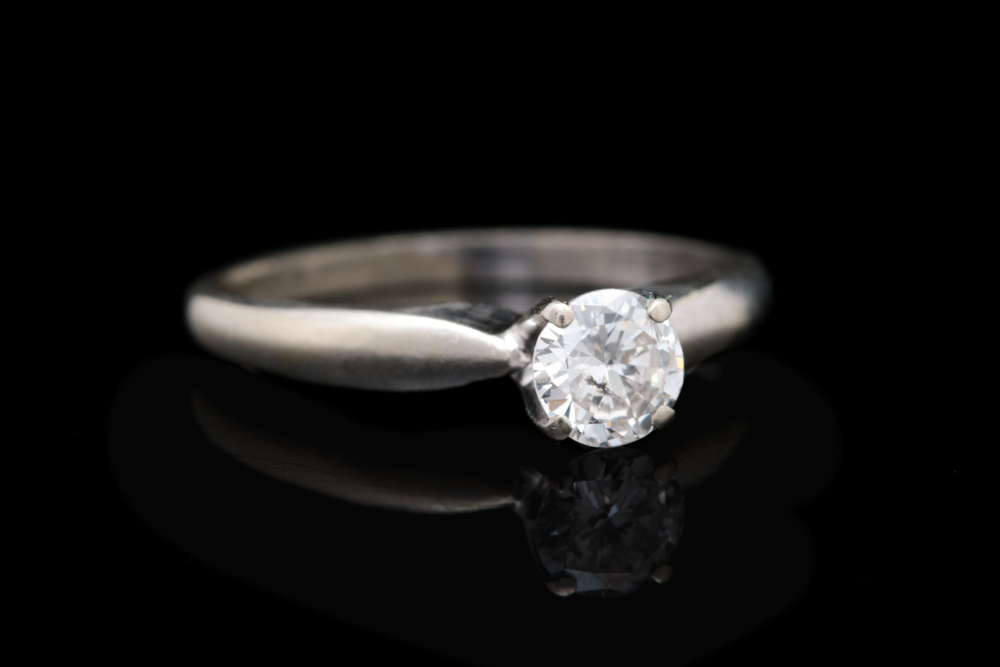 14K White Gold and Diamond Solitaire Ring