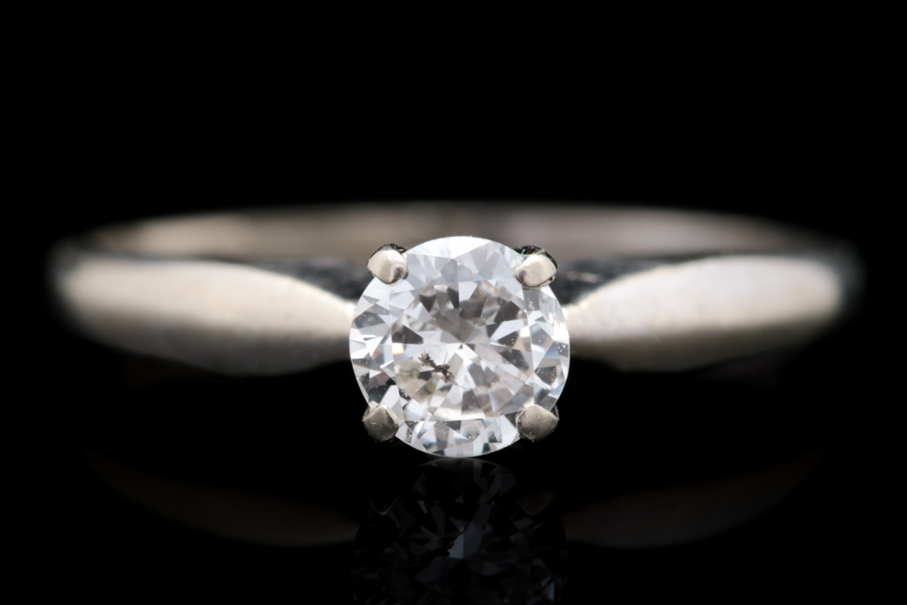 14K White Gold and Diamond Solitaire Ring