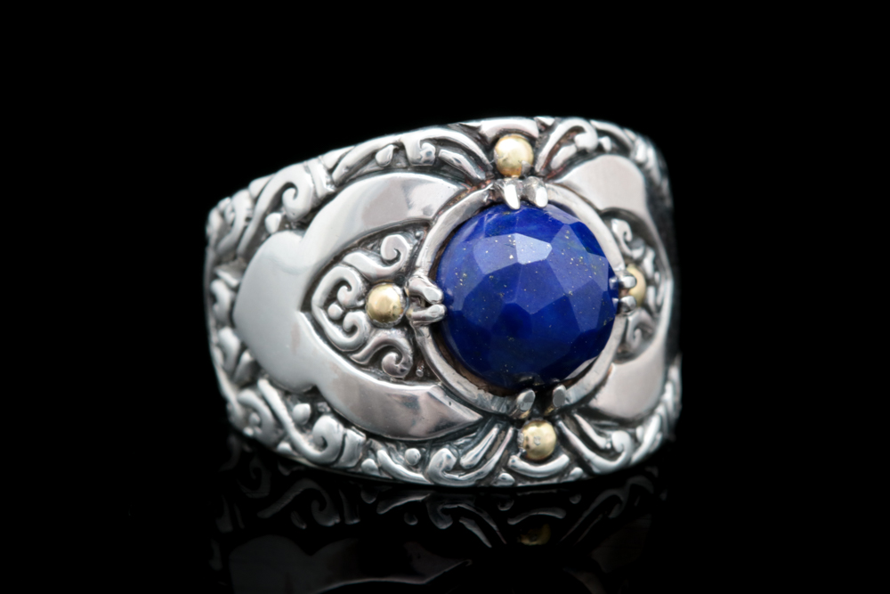 Robert Manse Sterling Silver, 18K Yellow Gold and Lapis Lazuli Ring