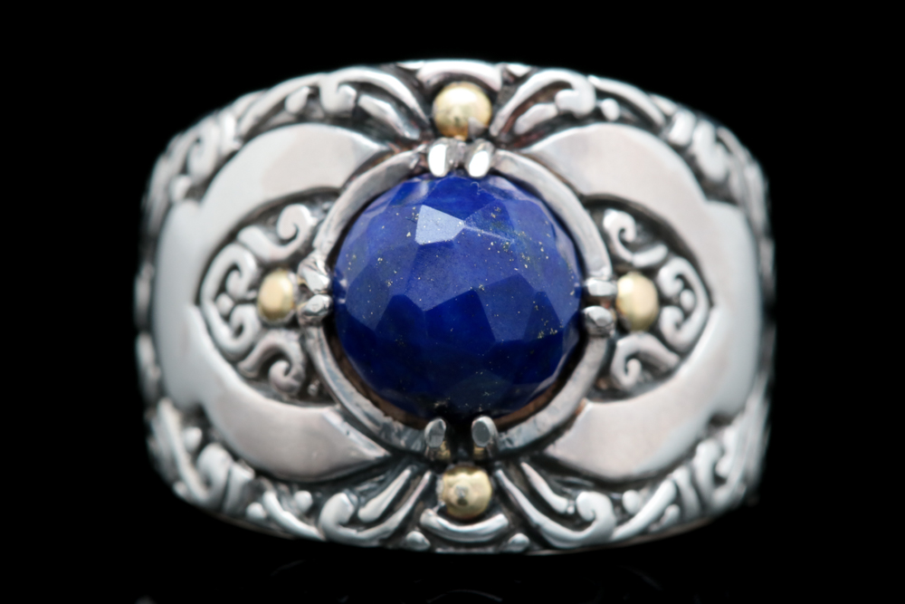 Robert Manse Sterling Silver, 18K Yellow Gold and Lapis Lazuli Ring