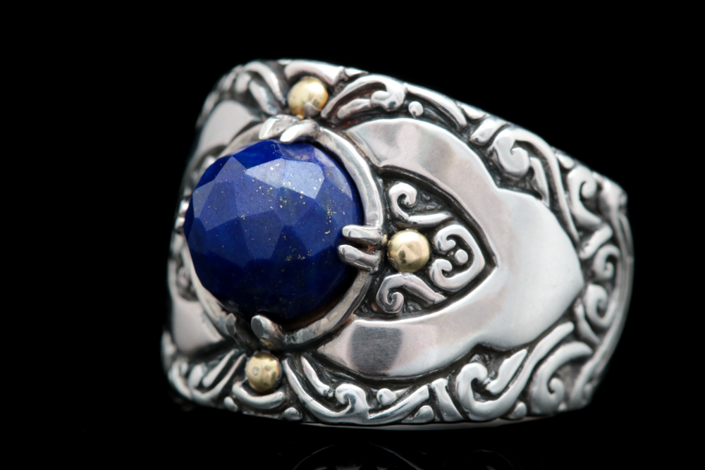 Robert Manse Sterling Silver, 18K Yellow Gold and Lapis Lazuli Ring