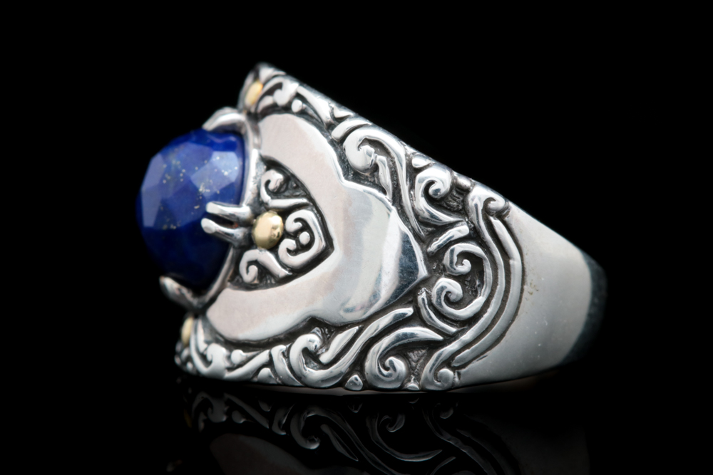 Robert Manse Sterling Silver, 18K Yellow Gold and Lapis Lazuli Ring