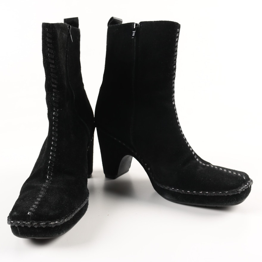 Linea Paolo Black Suede Heeled Boots