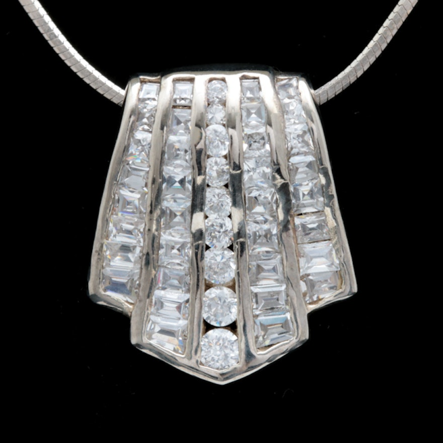 Sterling Silver and Cubic Zirconia Pendant with Chain